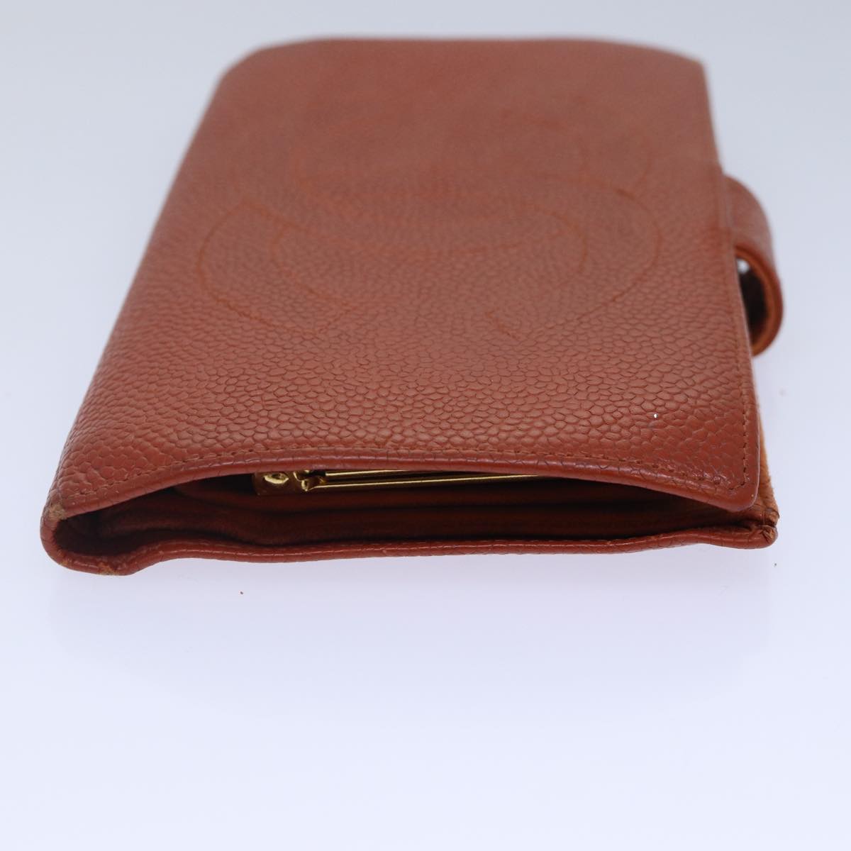 CHANEL COCO Mark Wallet Caviar Skin Orange Gold CC bs16889