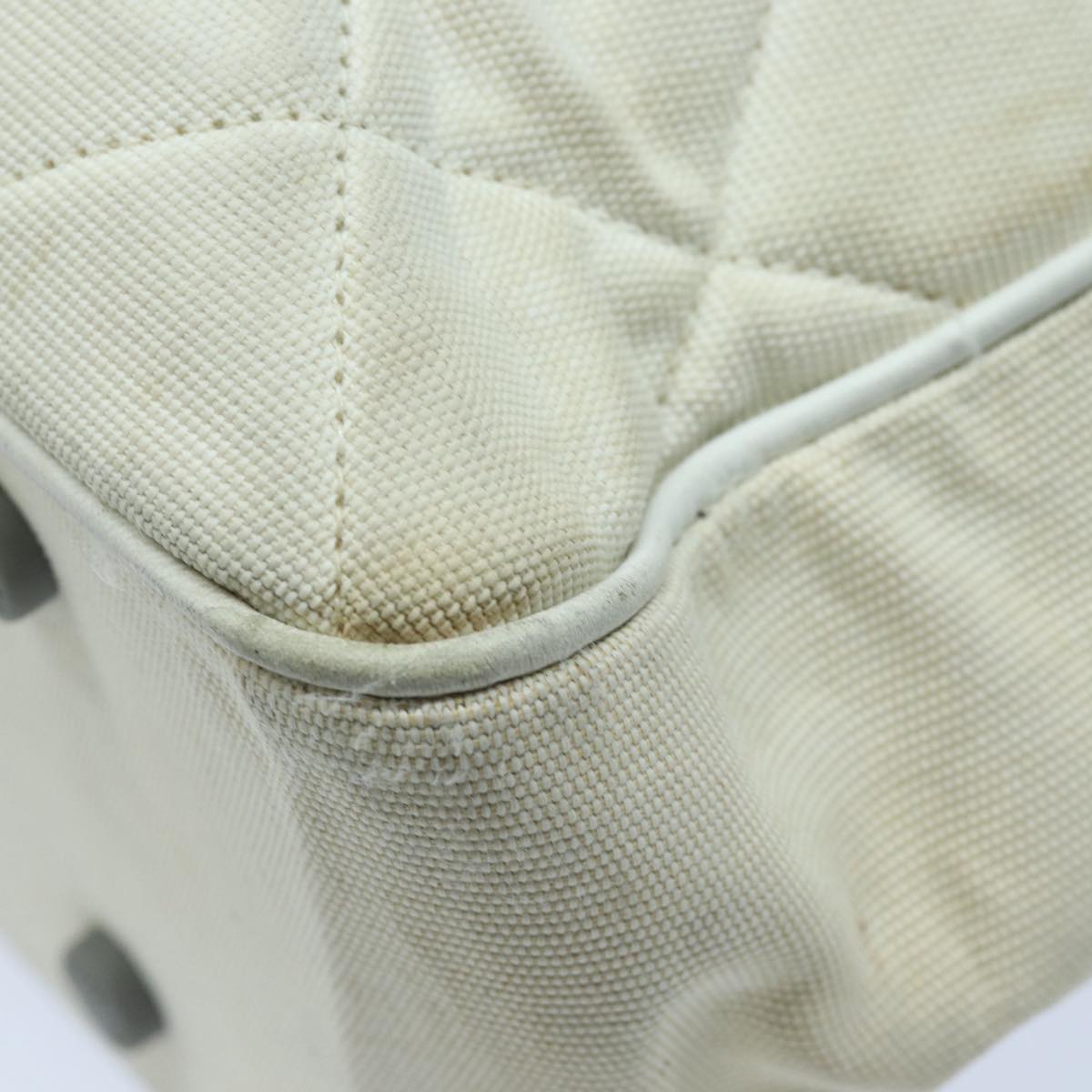 CHANEL Hand Bag Canvas White Silver CC bs16919