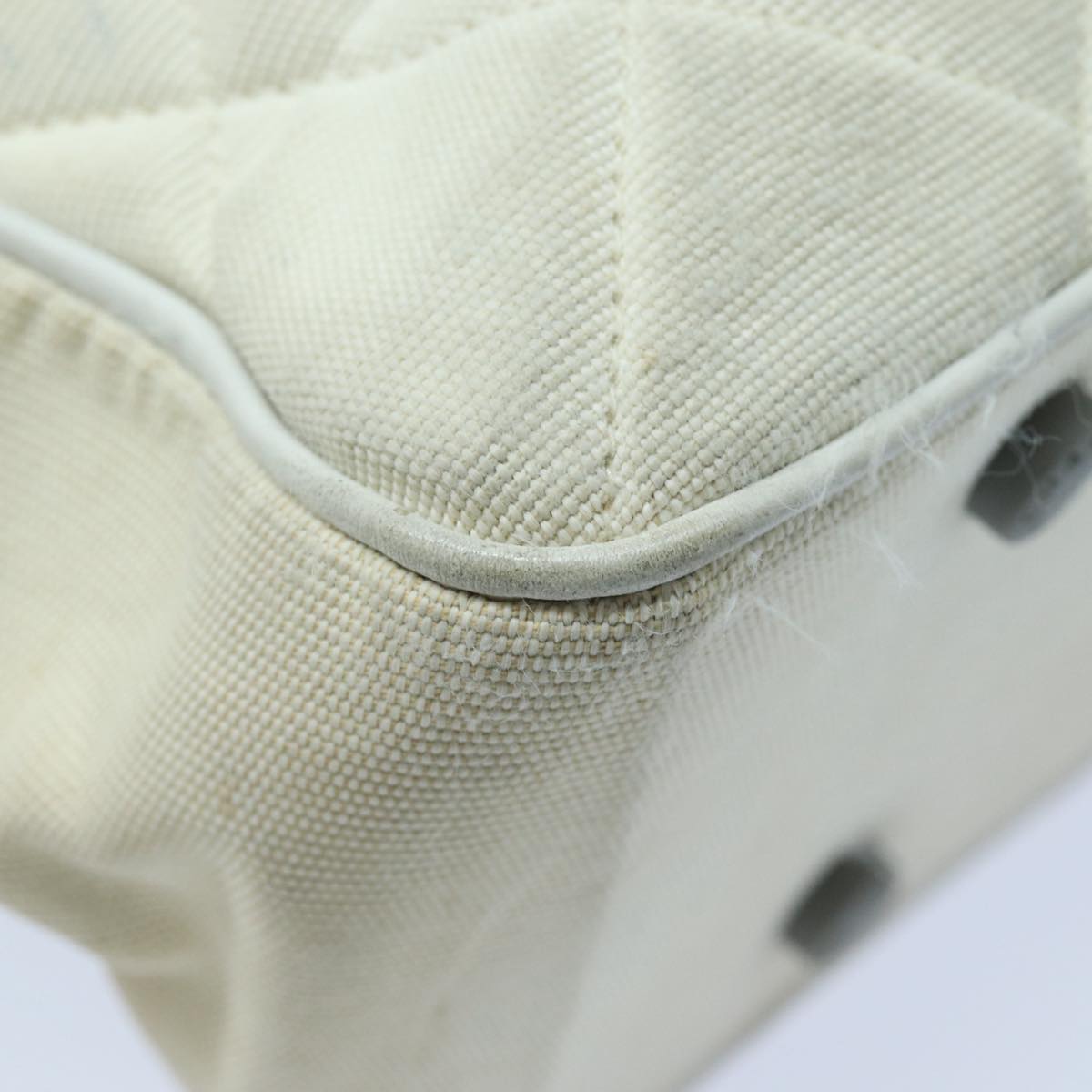 CHANEL Hand Bag Canvas White Silver CC bs16919