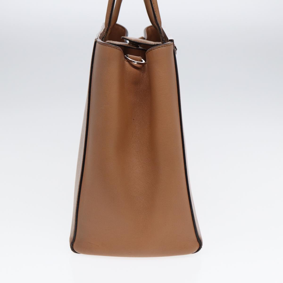 FENDI Hand Bag Leather 2way Beige Silver bs16933