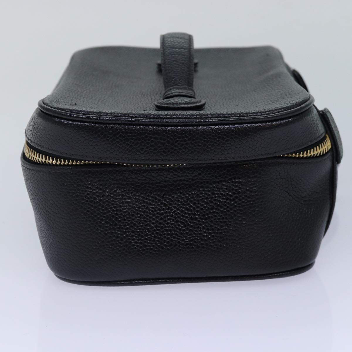 CHANEL COCO Mark Vanity Pouch Caviar Skin Black Gold CC bs16979