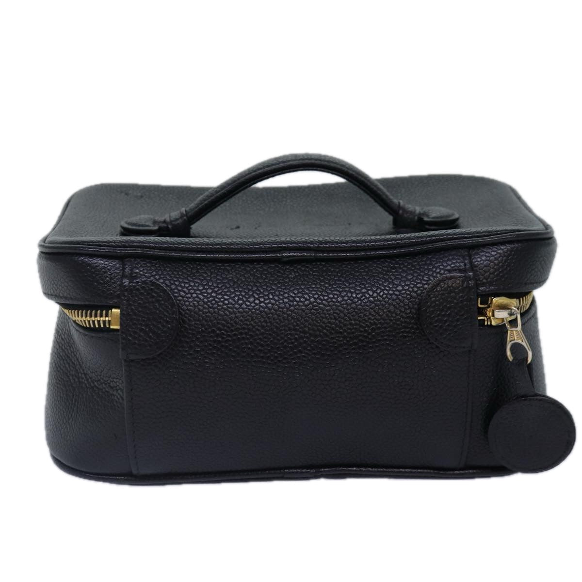 CHANEL COCO Mark Vanity Pouch Caviar Skin Black Gold CC bs16979