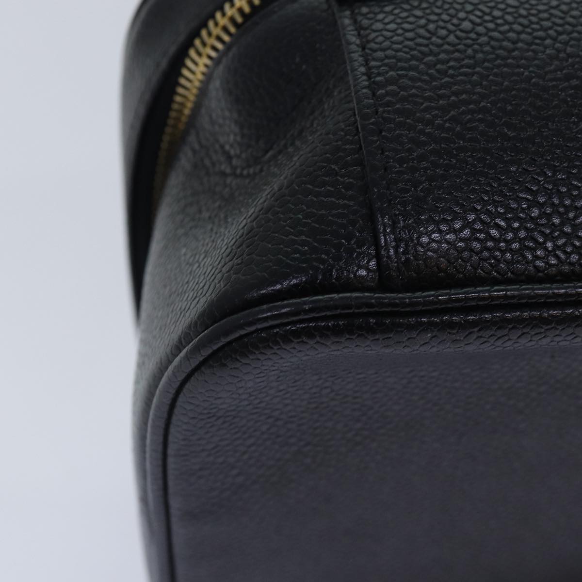 CHANEL COCO Mark Vanity Pouch Caviar Skin Black Gold CC bs16979