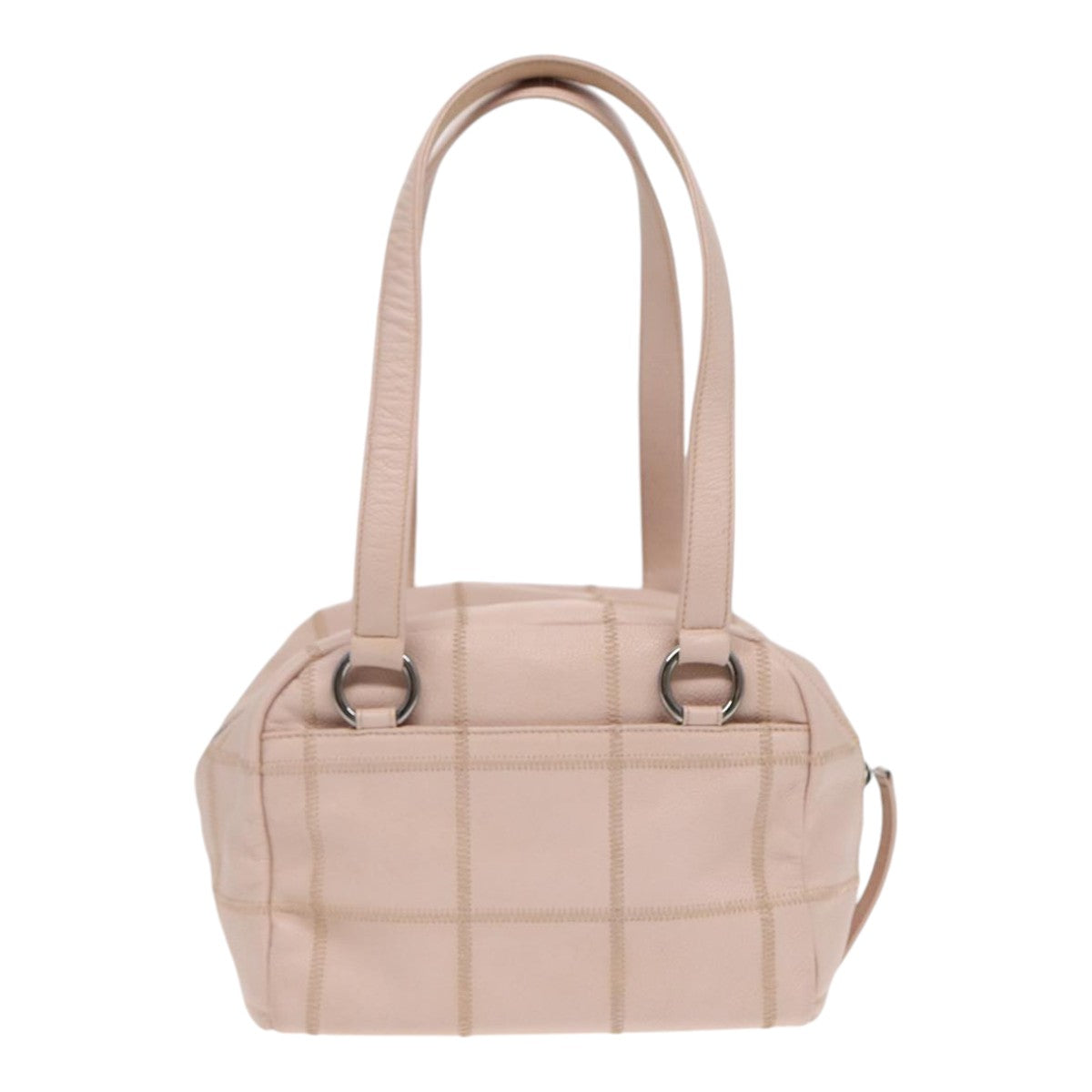 CHANEL Choco Bar Shoulder Bag Caviar Skin Pink Silver CC bs16980