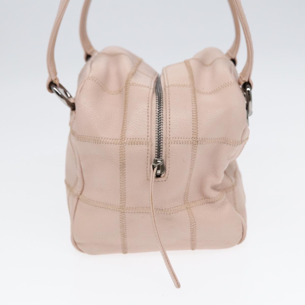 CHANEL Choco Bar Shoulder Bag Caviar Skin Pink Silver CC bs16980