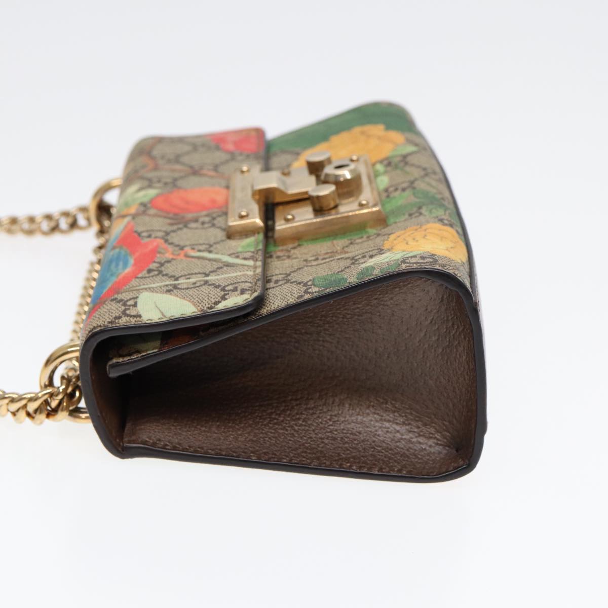 GUCCI GG Supreme Padlock Chain Shoulder Bag PVC Beige Gold 409487 bs17119