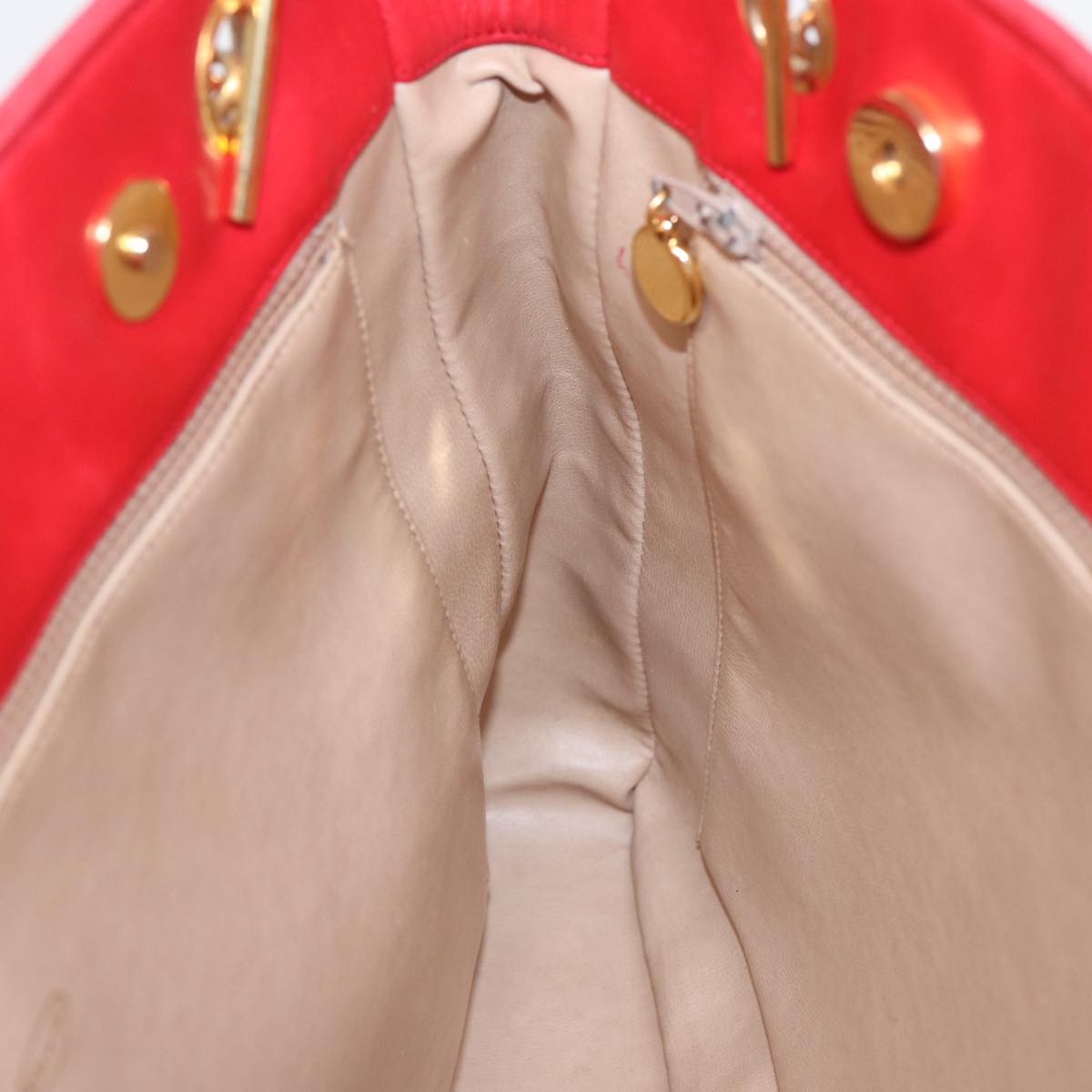 CHANEL Matelasse Chain Shoulder Bag Satin Red Gold CC bs17153