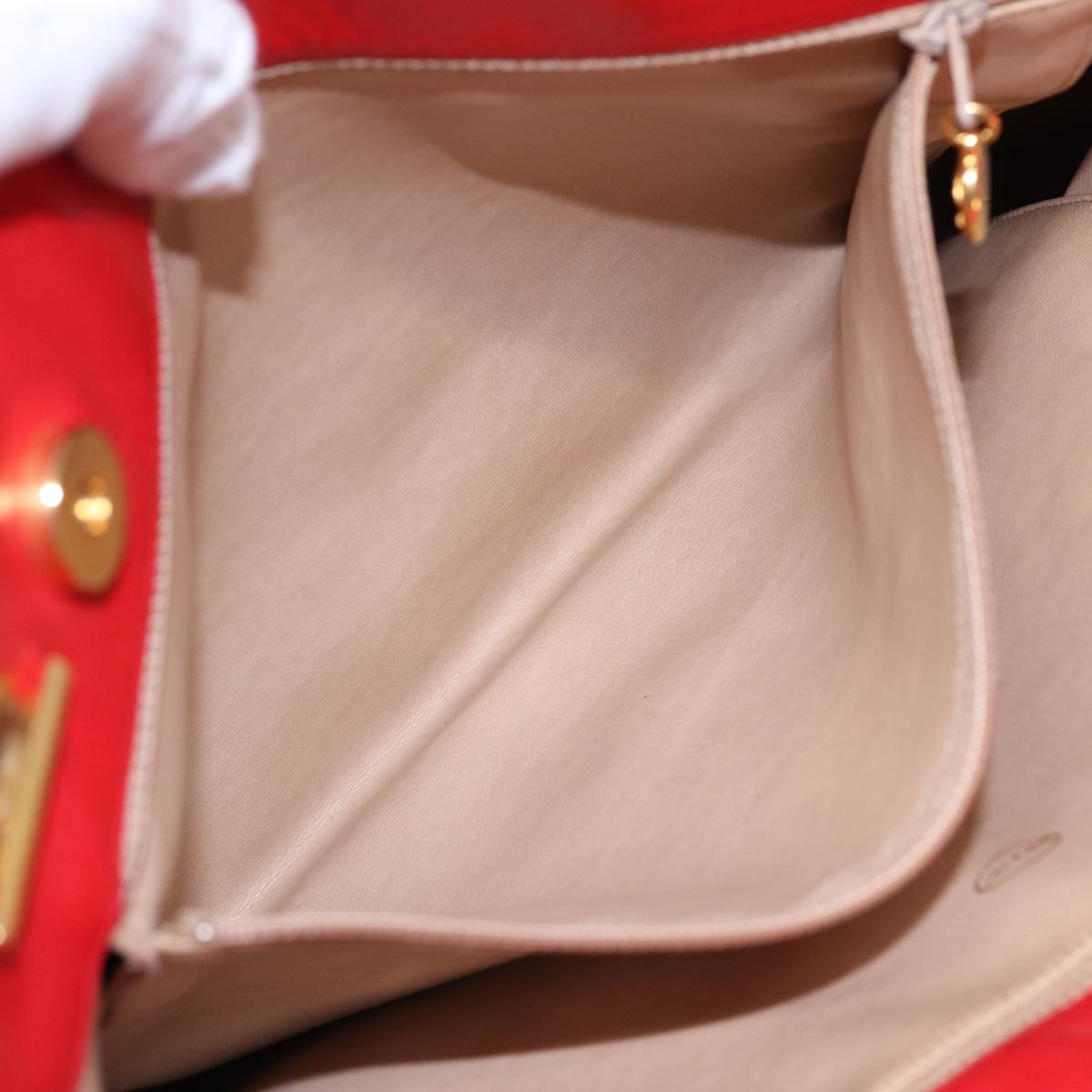 CHANEL Matelasse Chain Shoulder Bag Satin Red Gold CC bs17153