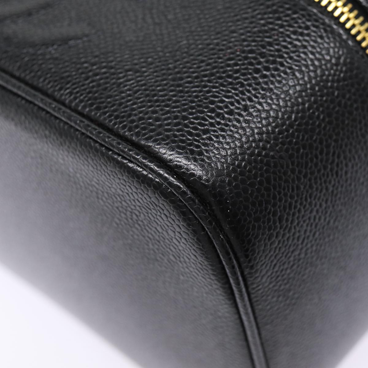CHANEL COCO Mark Vanity Pouch Caviar Skin Black Gold CC bs17155