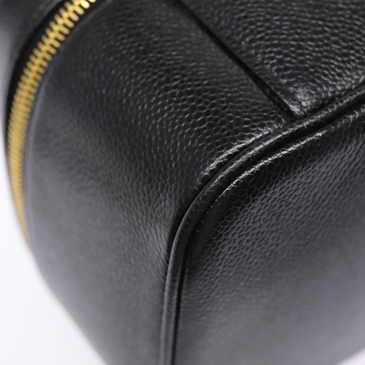 CHANEL COCO Mark Vanity Pouch Caviar Skin Black Gold CC bs17155