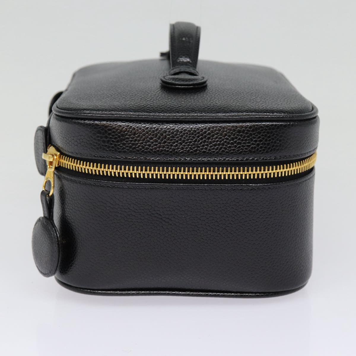 CHANEL COCO Mark Vanity Pouch Caviar Skin Black Gold CC bs17155