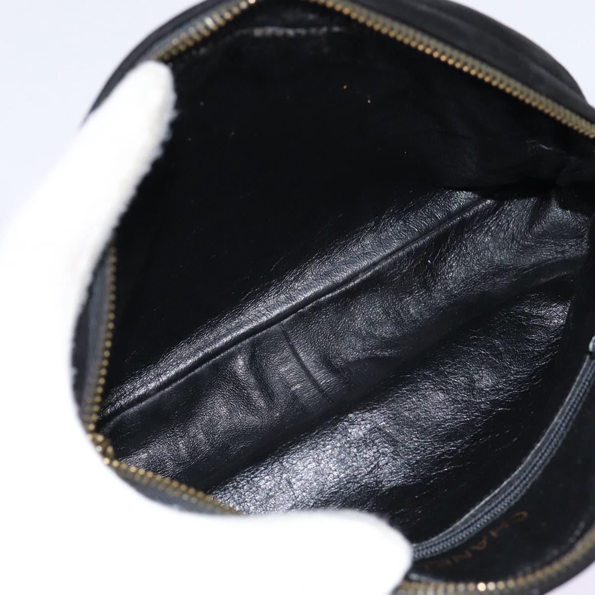 CHANEL Matelasse Chain Shoulder Bag Suede Black Gold CC bs17434