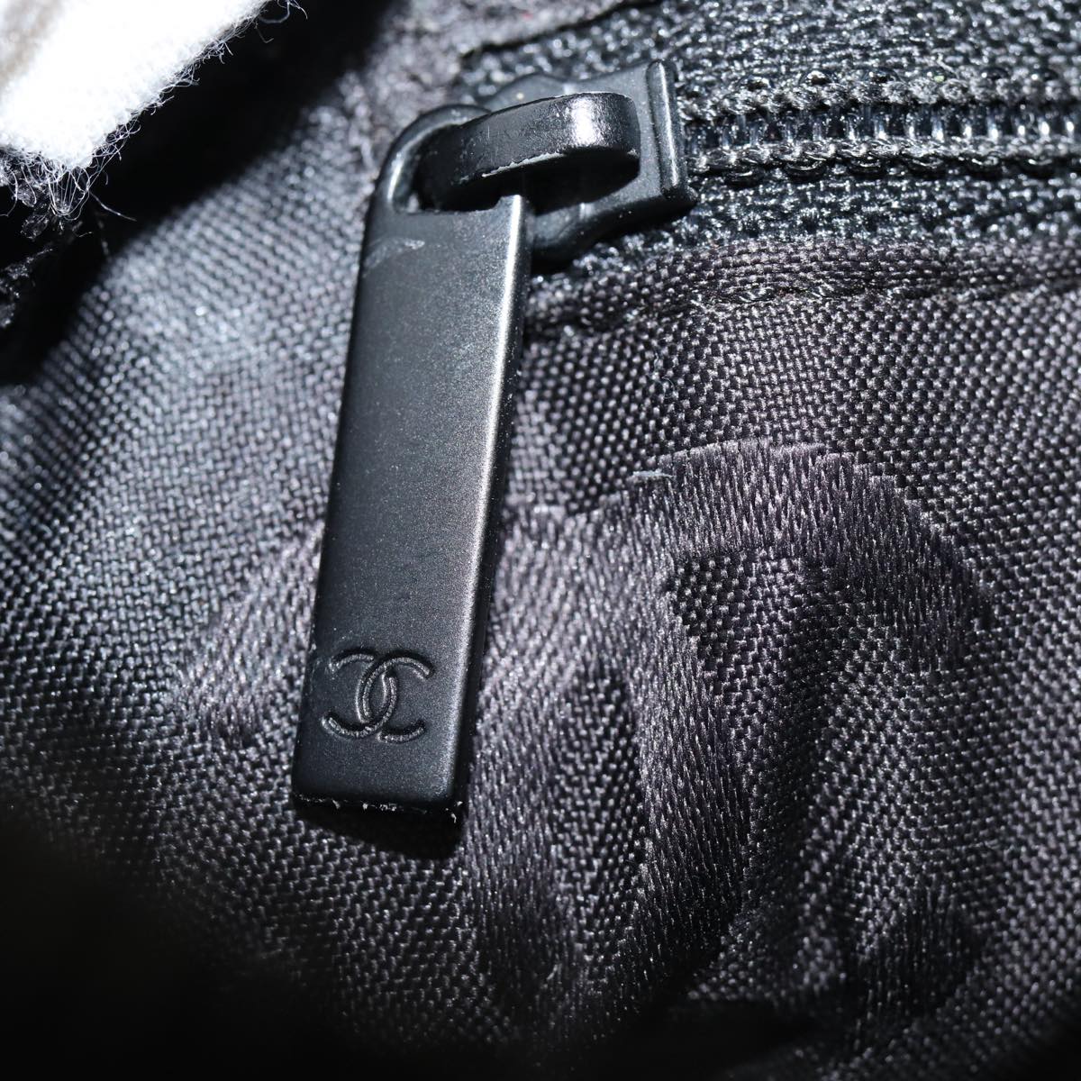 CHANEL Choco Bar Chain Hand Bag Cotton Gray CC bs17534