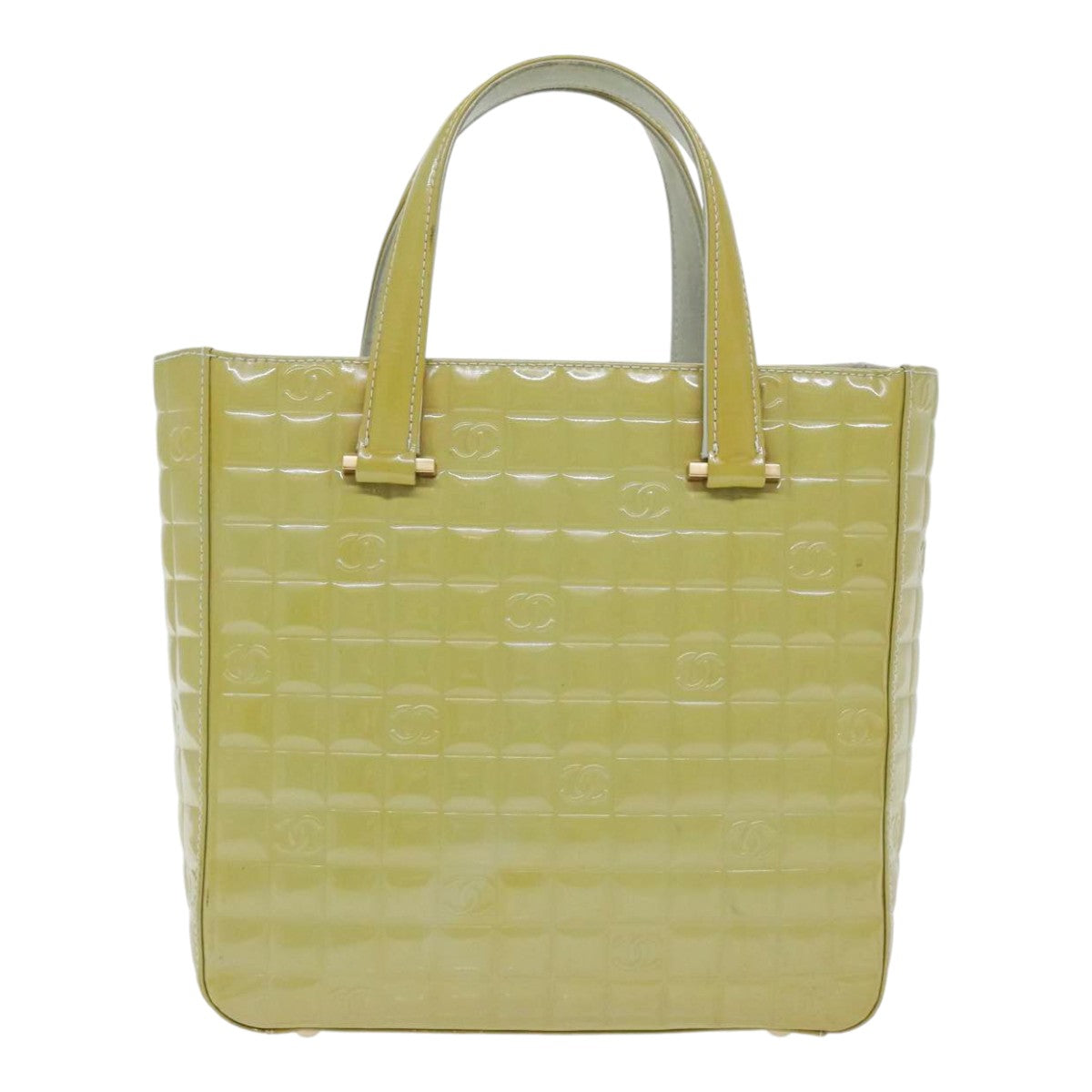 CHANEL Hand Bag Patent leather Yellow Gold CC bs17592
