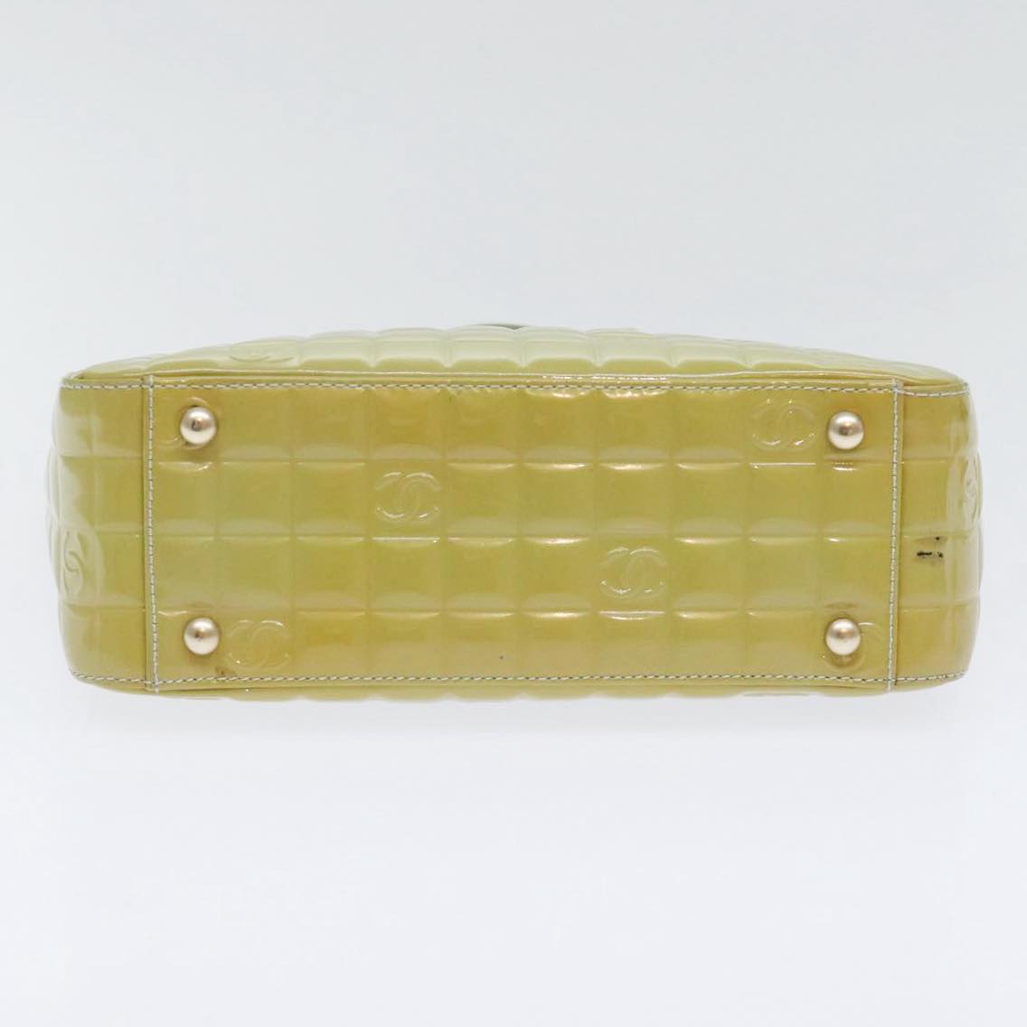 CHANEL Hand Bag Patent leather Yellow Gold CC bs17592