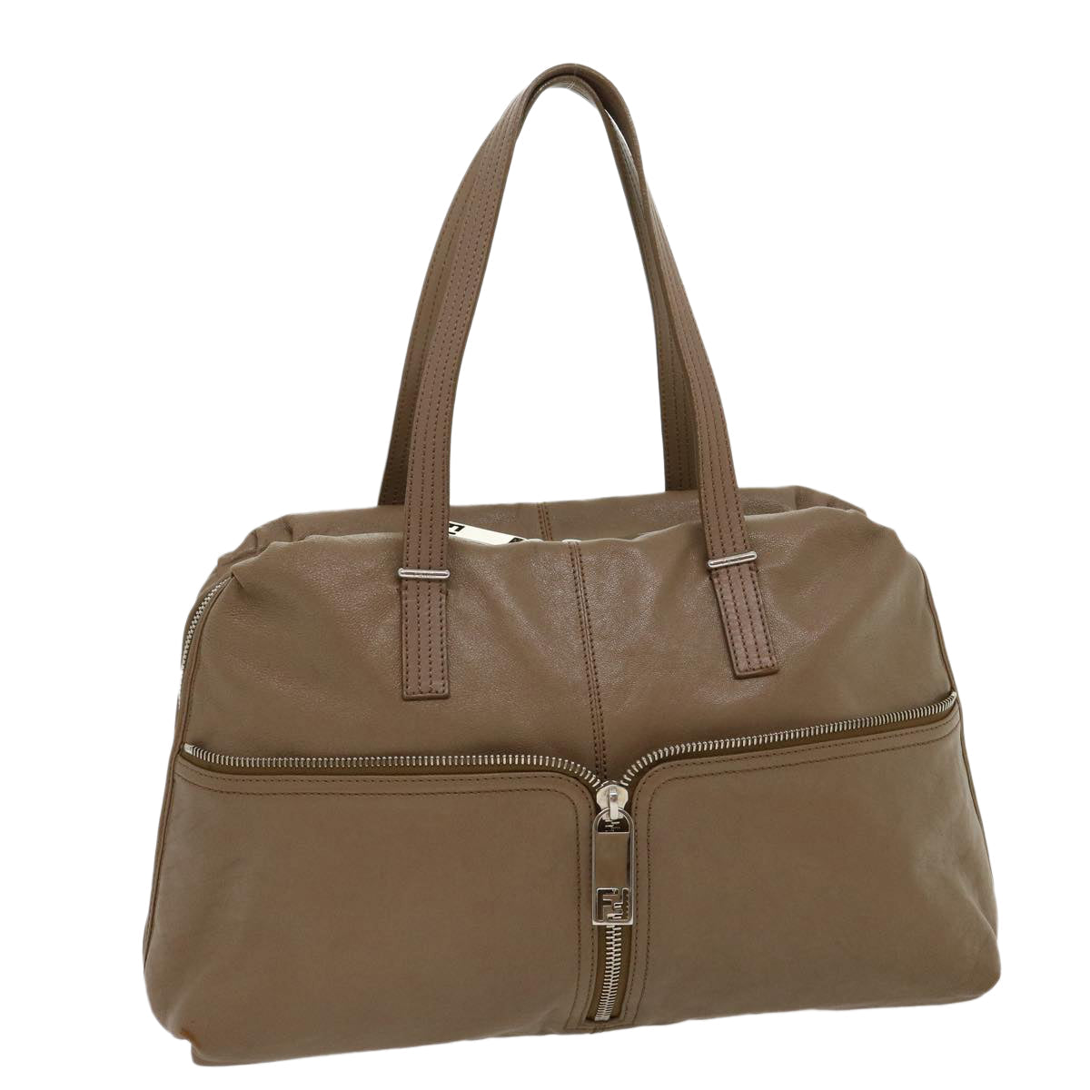 FENDI Tote Bag Leather Gray bs1776