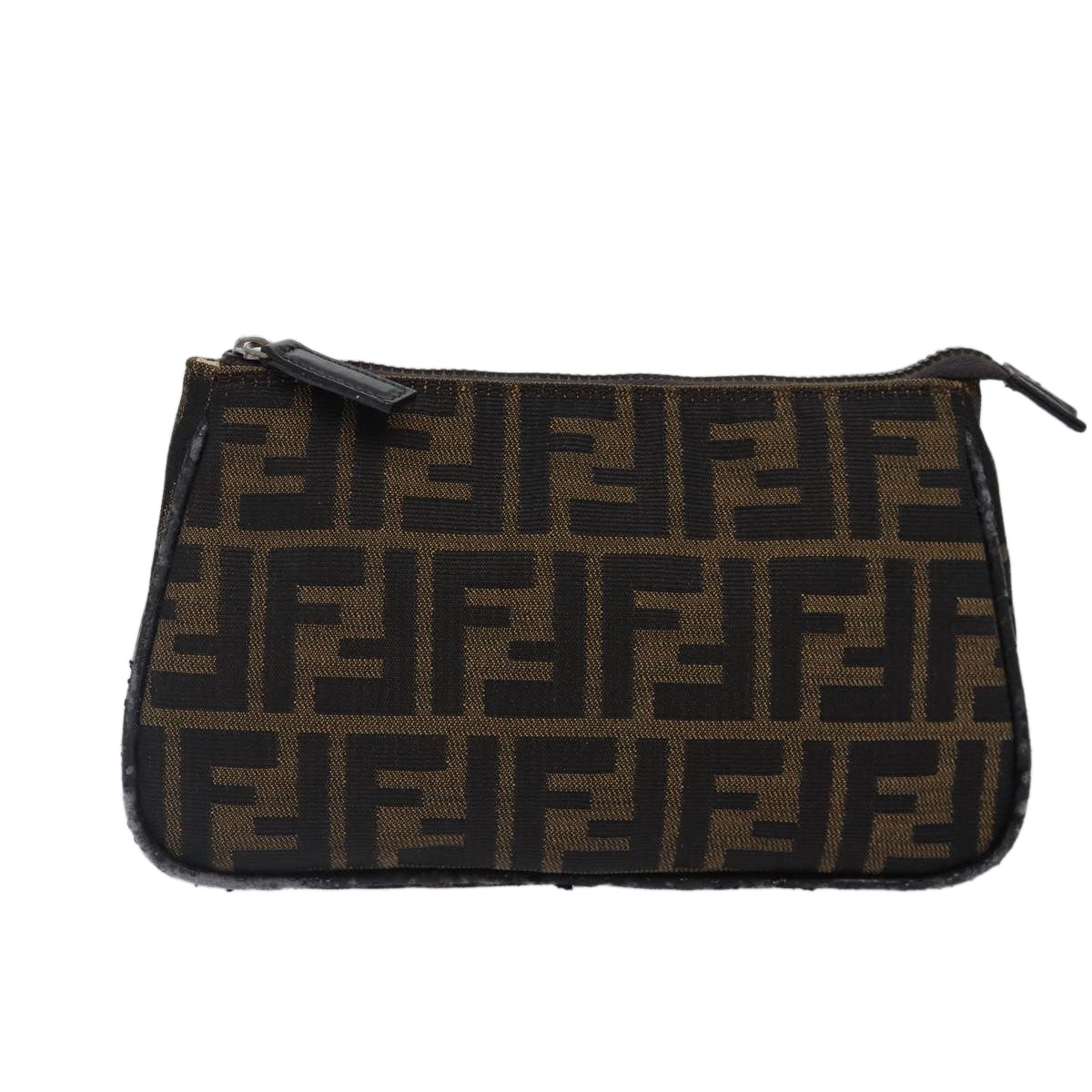 FENDI Zucca Canvas Pouch Brown Black Silver bs17760