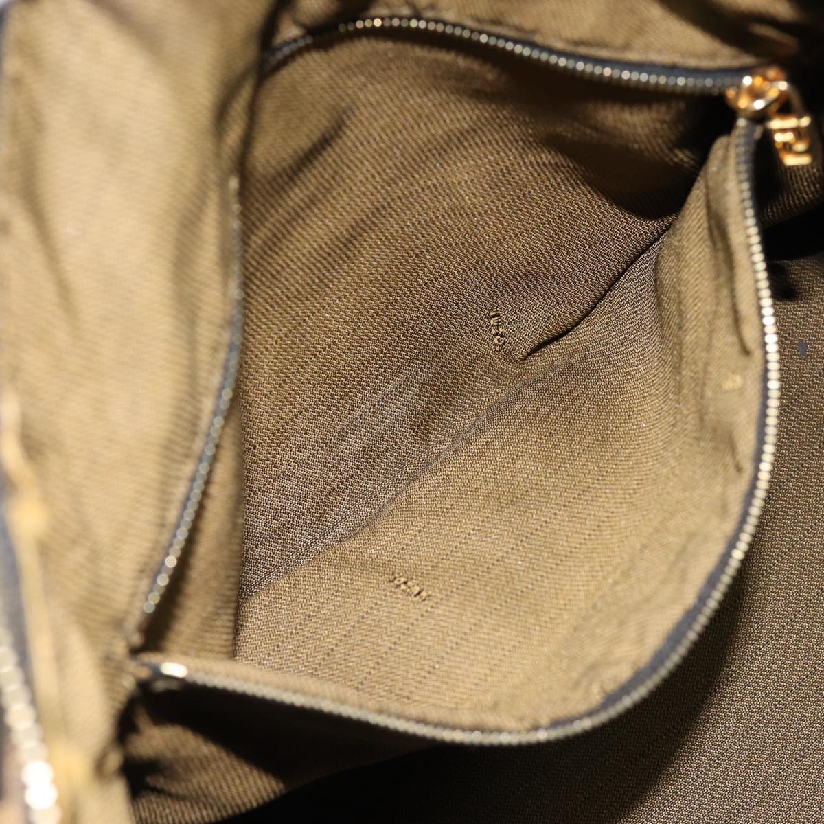 FENDI Zucca Canvas Vanity Hand Bag Brown Black gold bs17761
