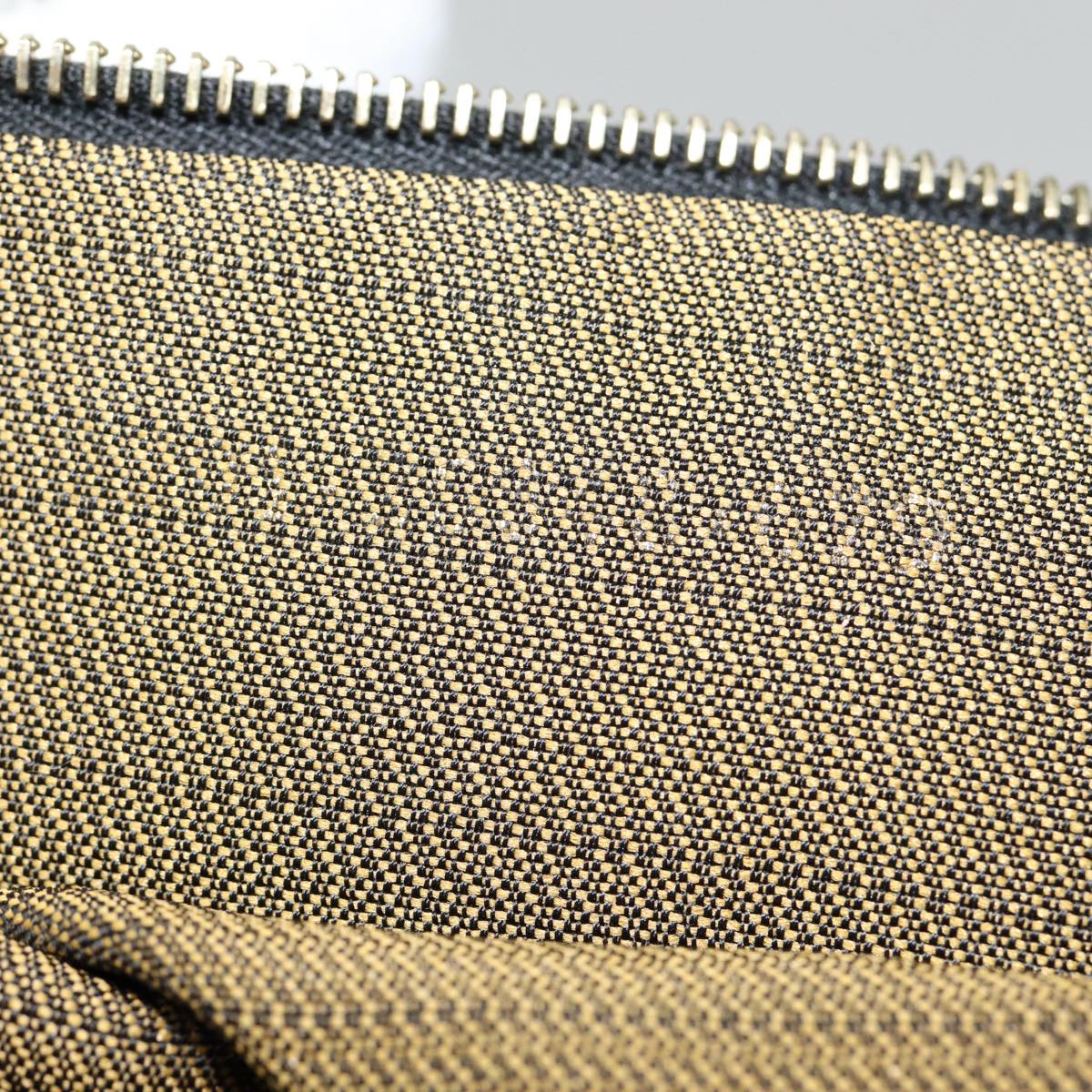 FENDI Zucca Canvas Vanity Hand Bag Brown Black gold bs17761