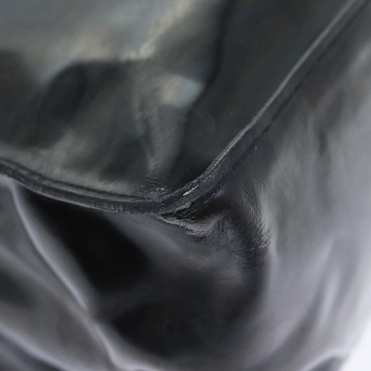 CHANEL Hand Bag Patent leather Black Silver CC bs17831