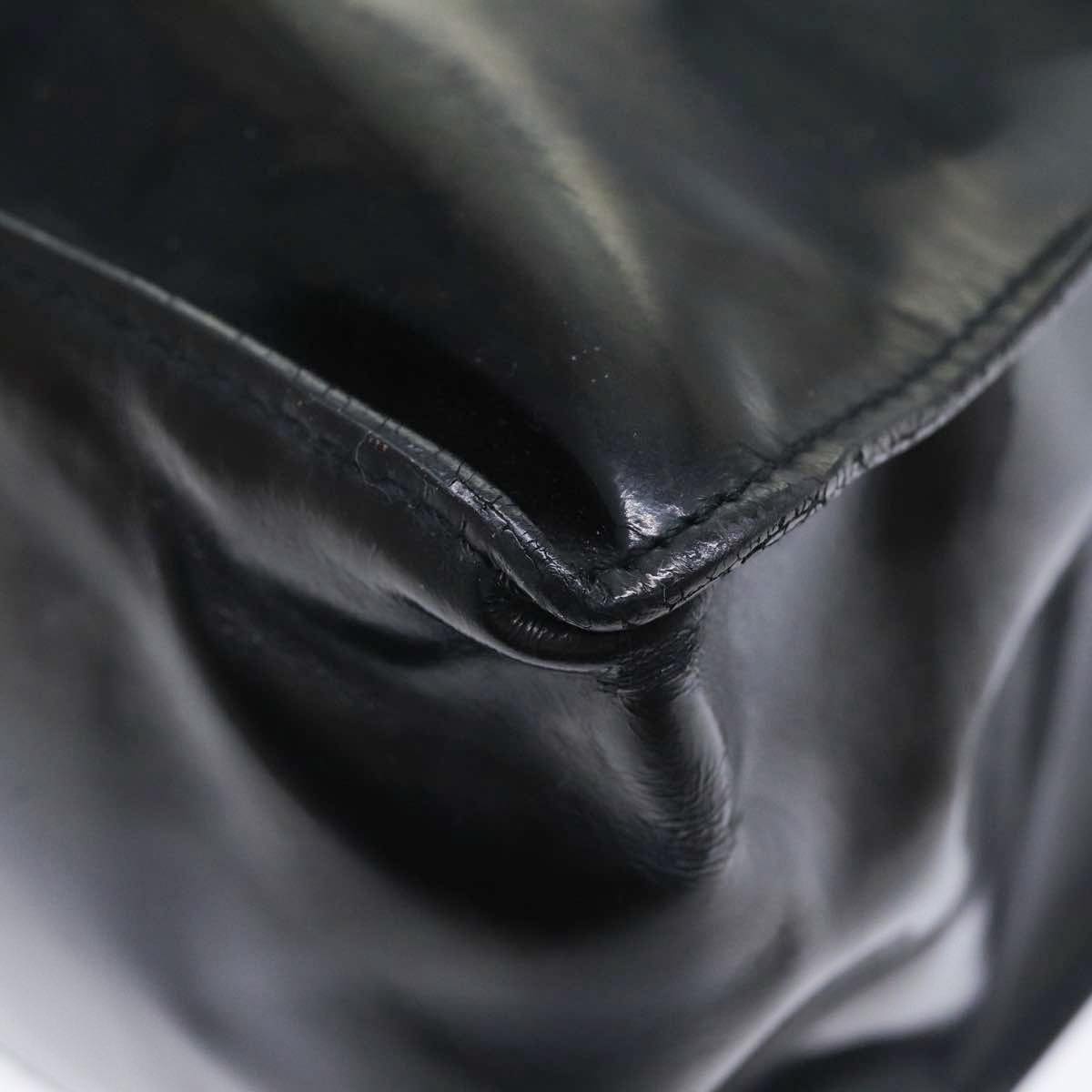 CHANEL Hand Bag Patent leather Black Silver CC bs17831
