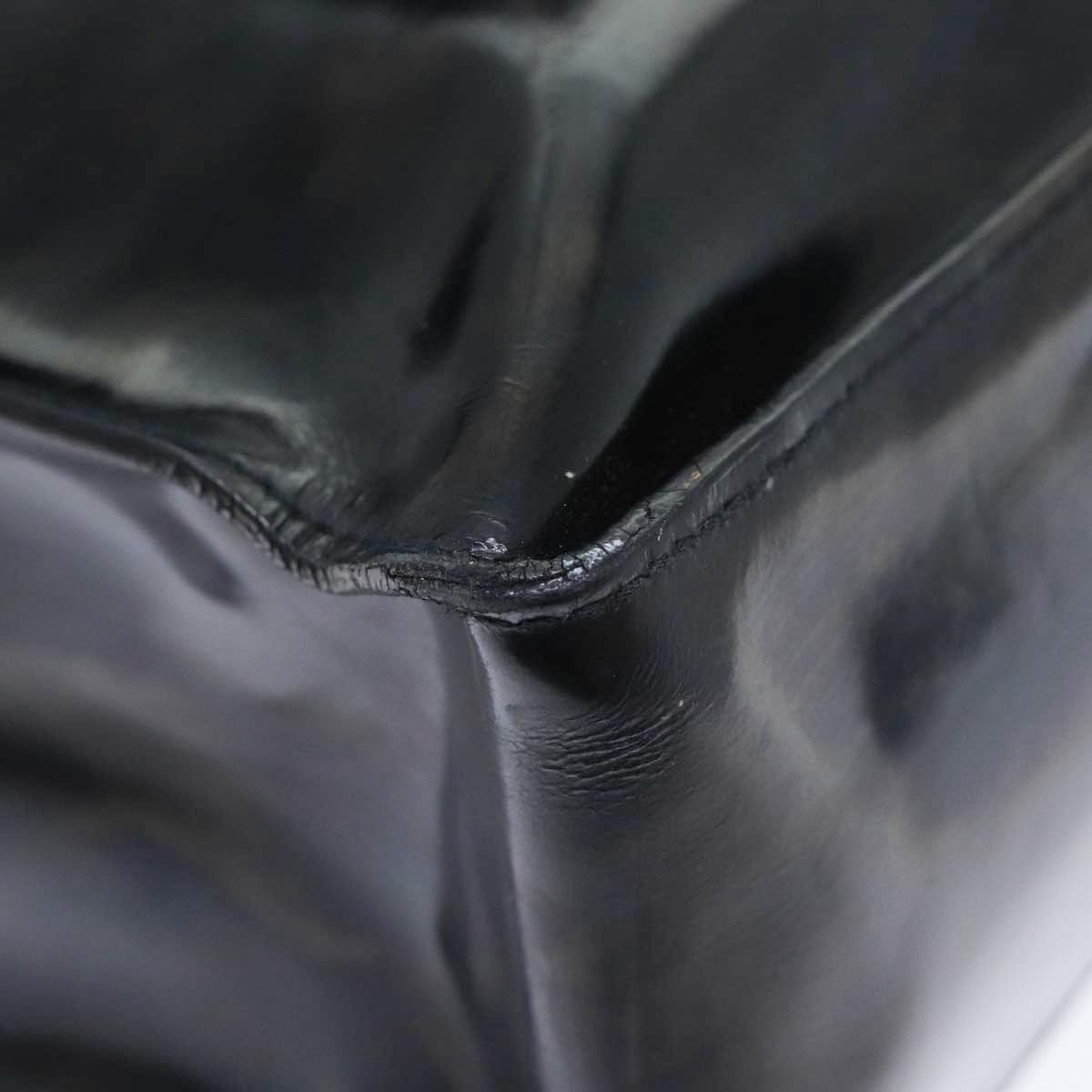 CHANEL Hand Bag Patent leather Black Silver CC bs17831