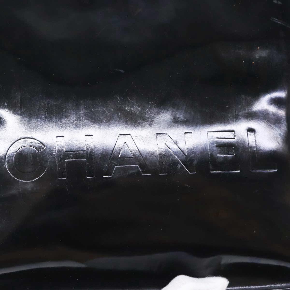 CHANEL Hand Bag Patent leather Black Silver CC bs17831
