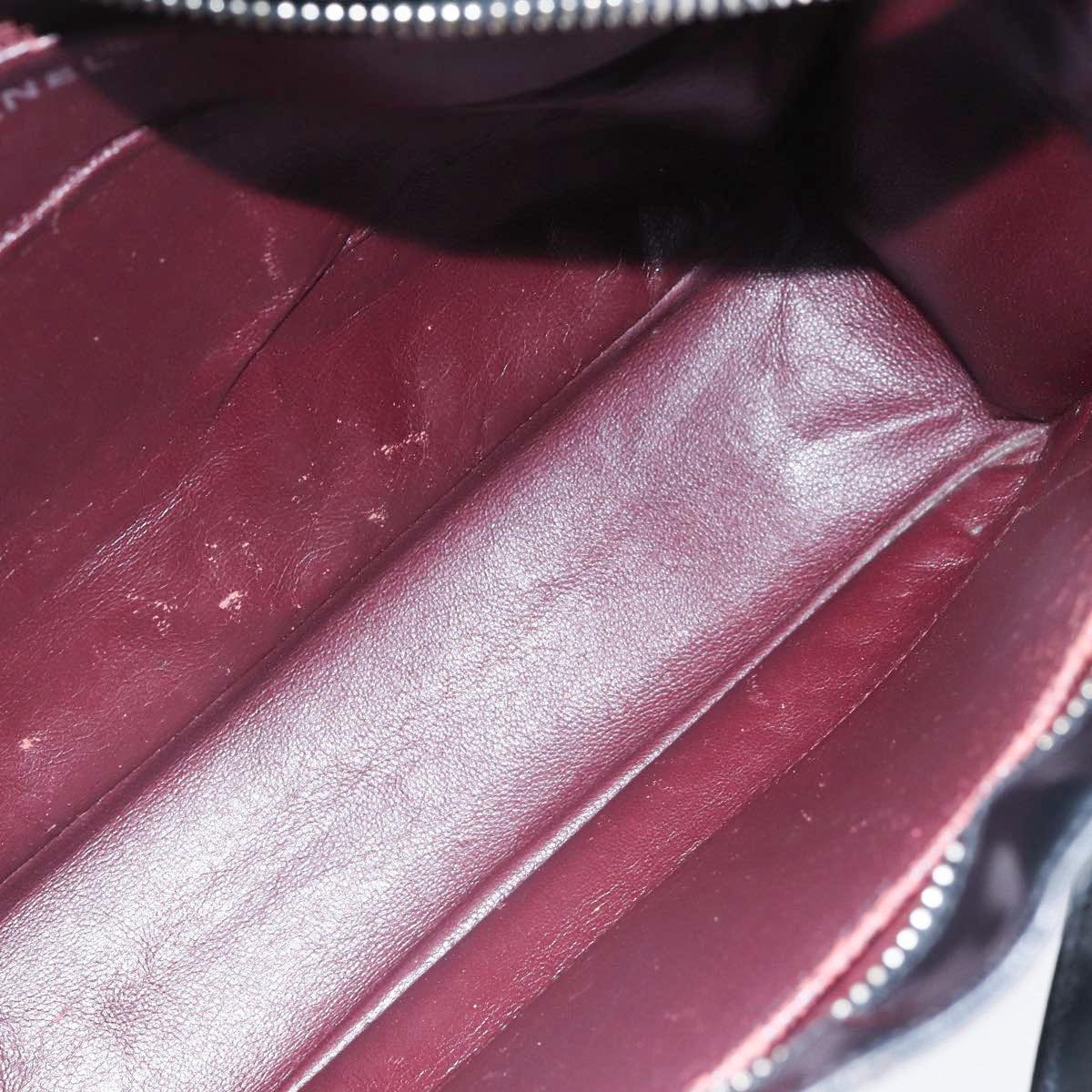 CHANEL Hand Bag Patent leather Black Silver CC bs17831