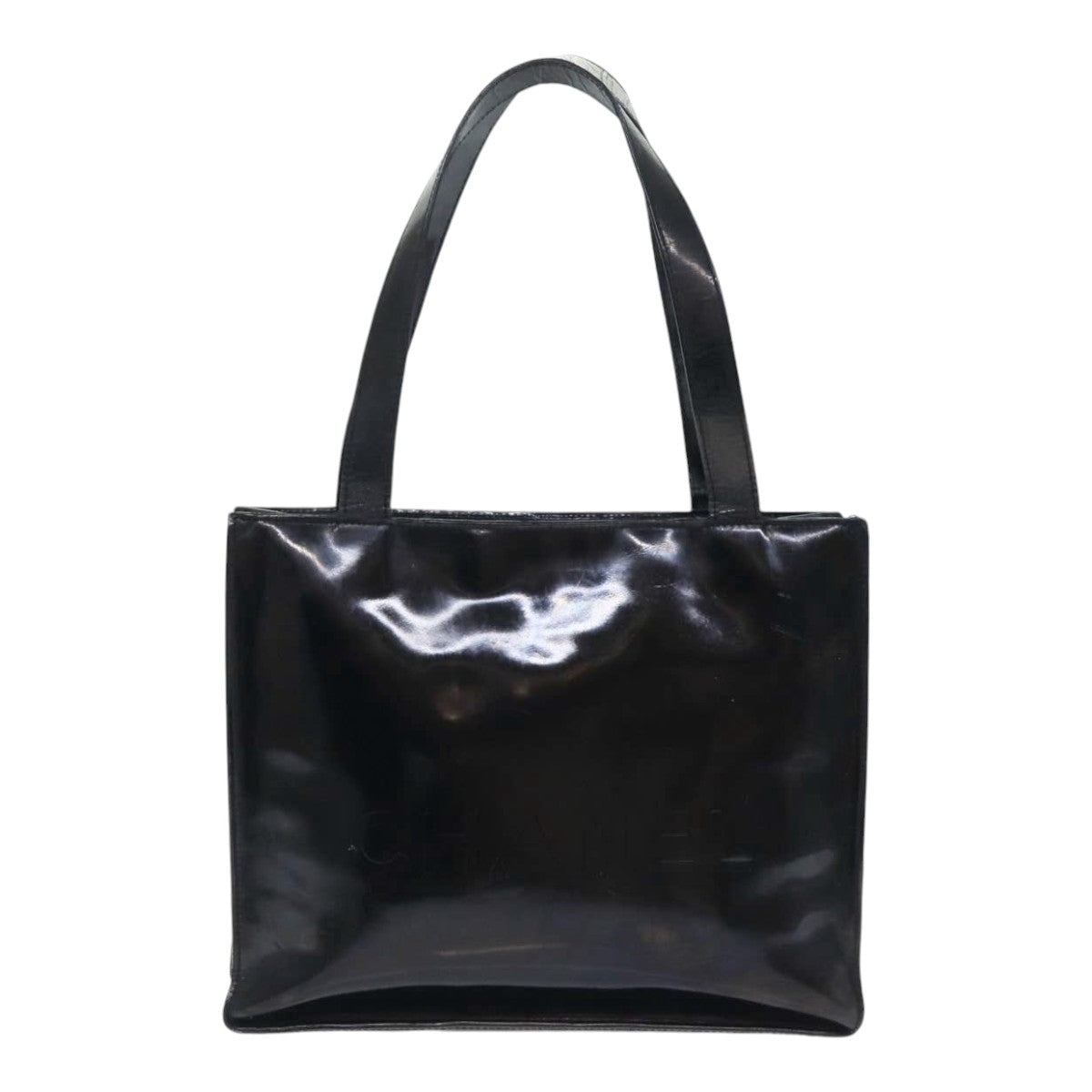 CHANEL Hand Bag Patent leather Black Silver CC bs17831