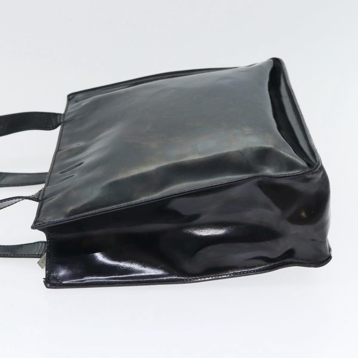 CHANEL Hand Bag Patent leather Black Silver CC bs17831