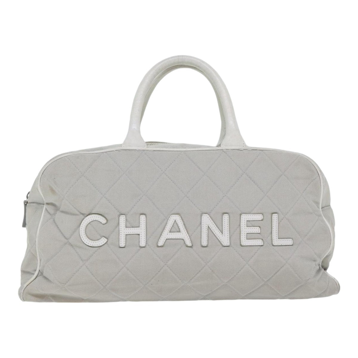 CHANEL Hand Bag Canvas Gray Silver CC bs17832