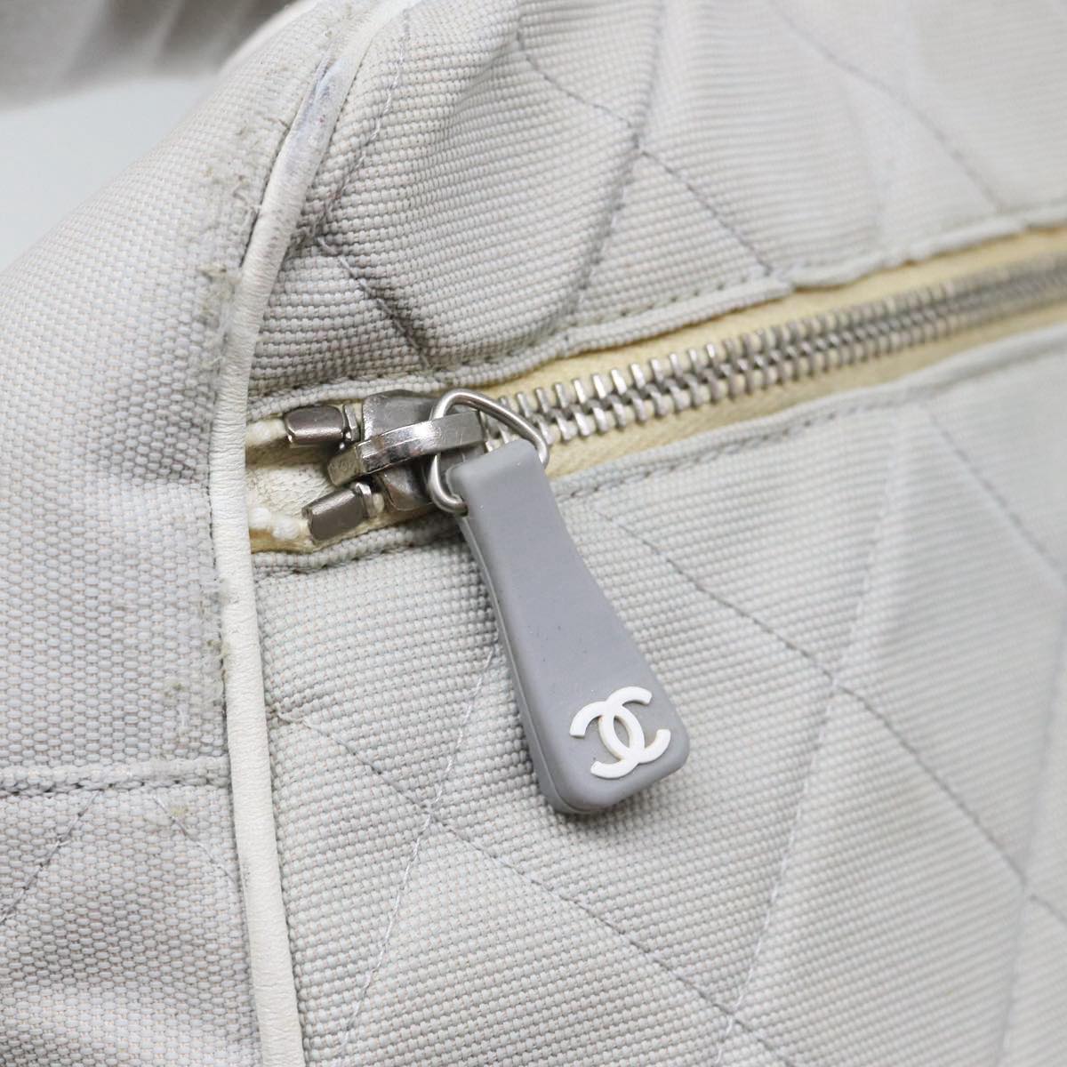 CHANEL Hand Bag Canvas Gray Silver CC bs17832