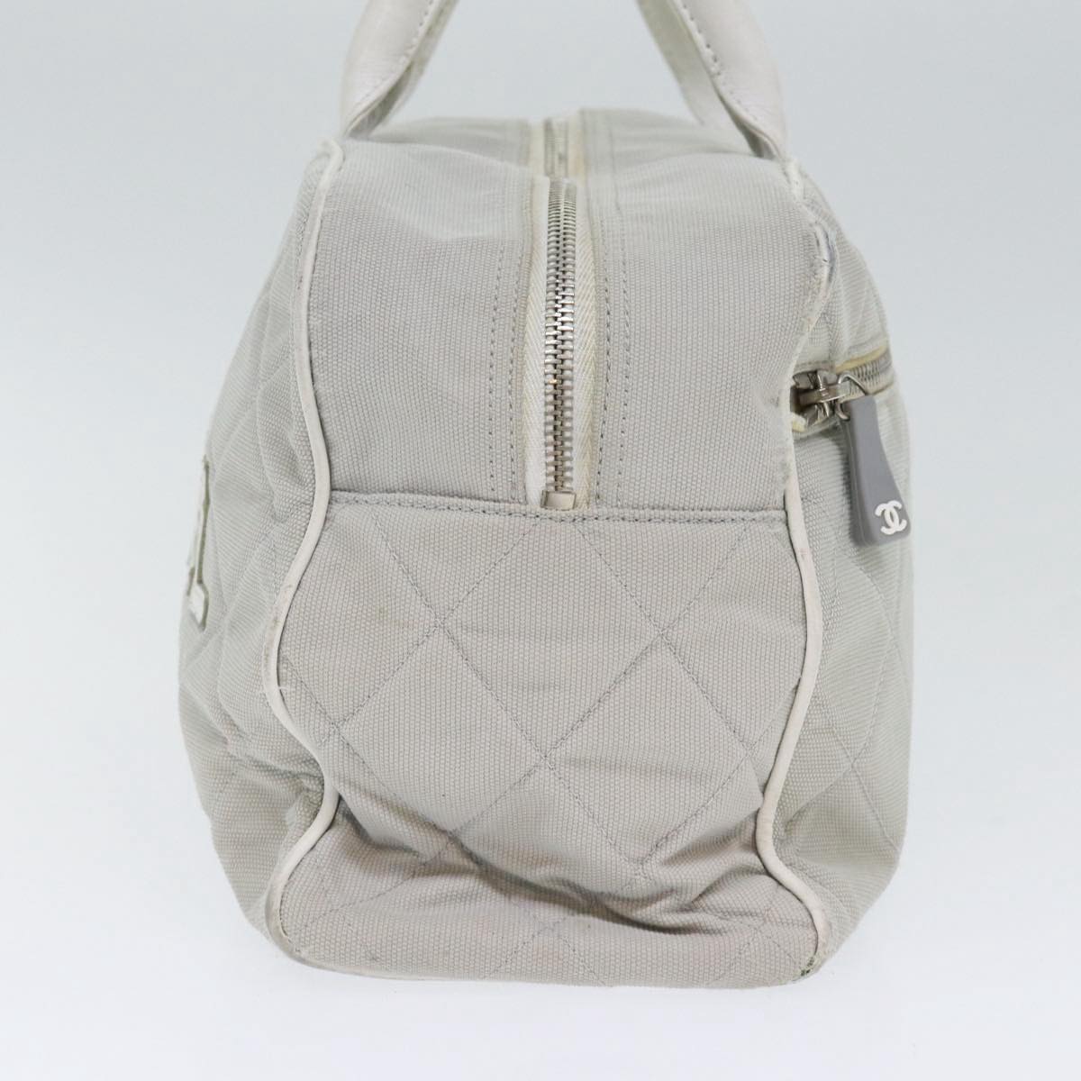 CHANEL Hand Bag Canvas Gray Silver CC bs17832