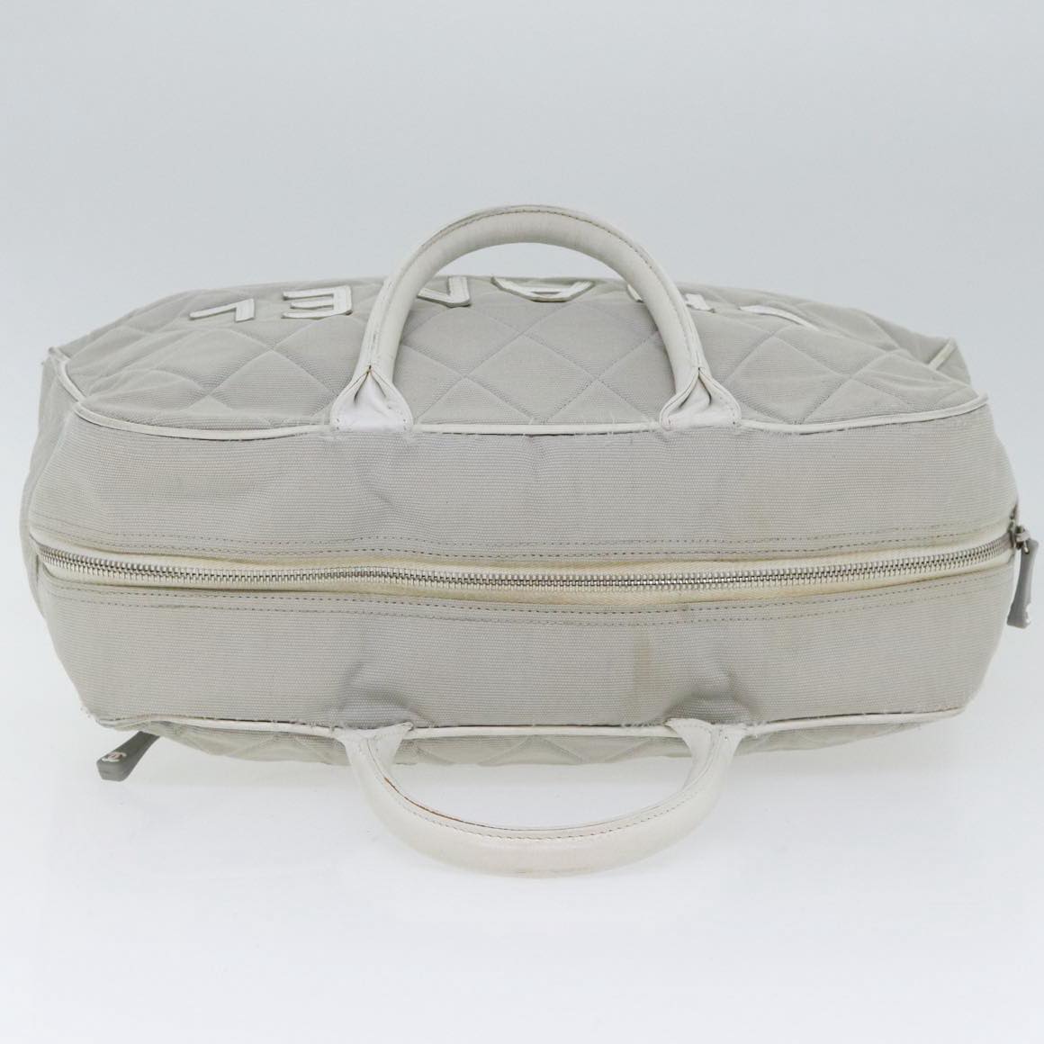 CHANEL Hand Bag Canvas Gray Silver CC bs17832