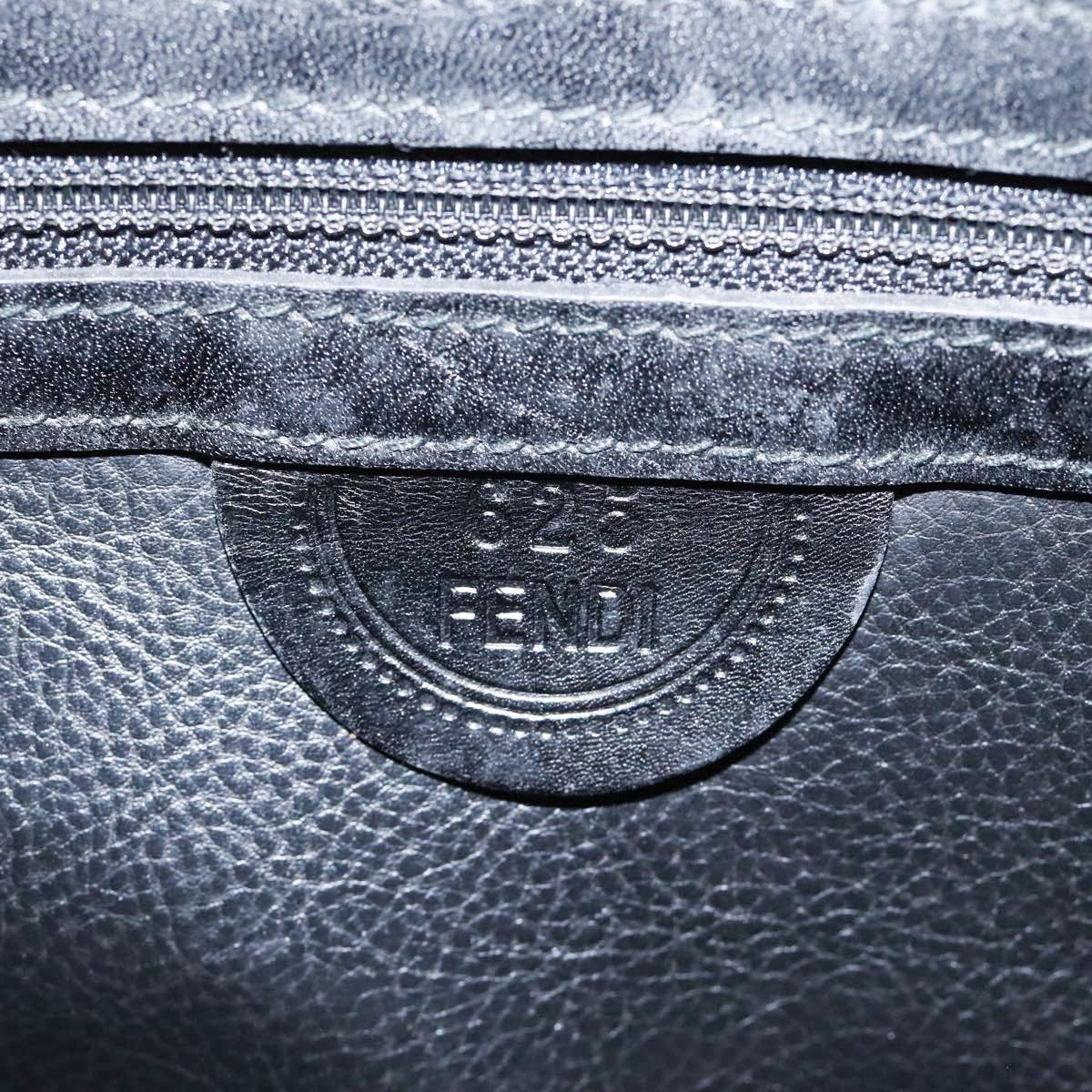 FENDI Hand Bag Leather Black Gold bs17873