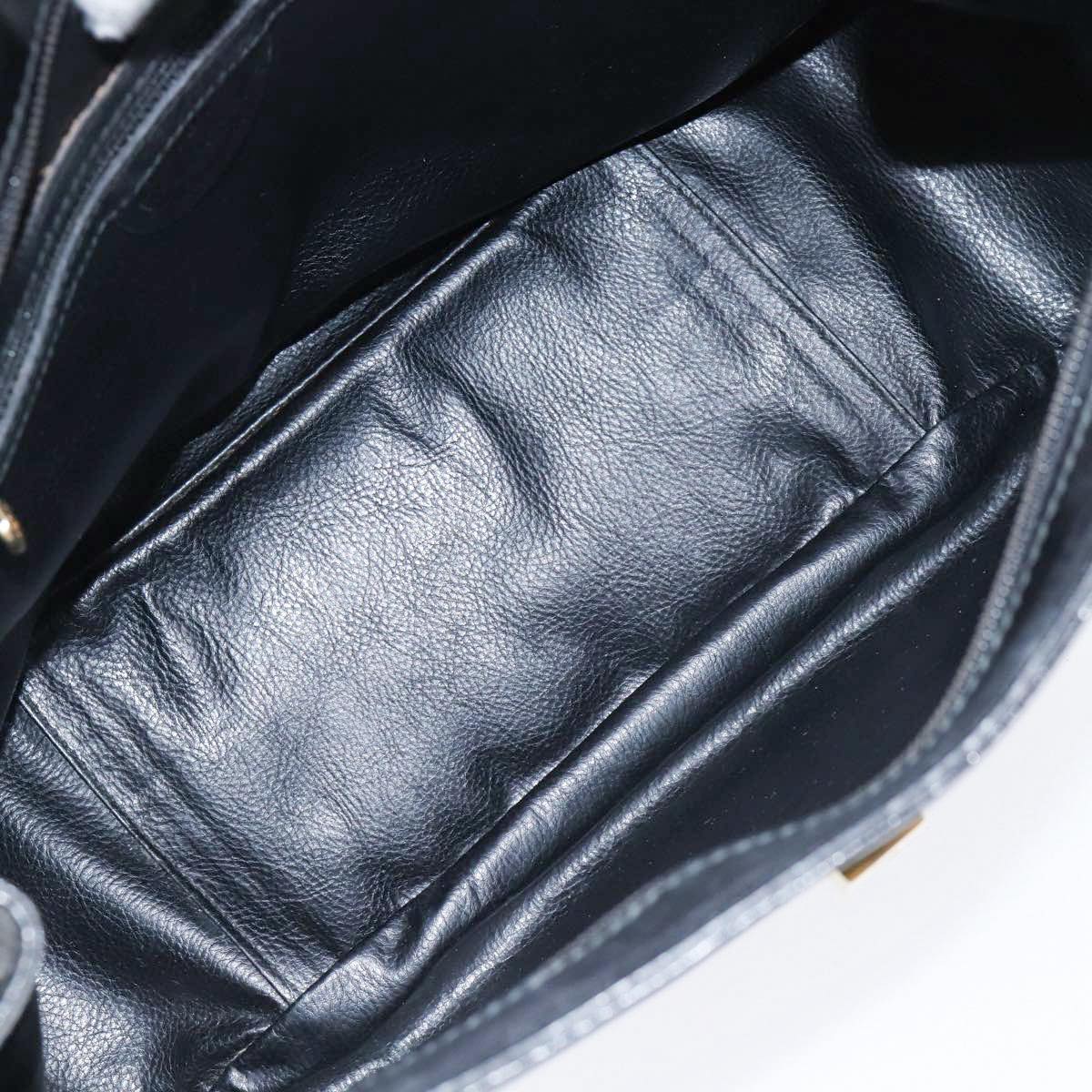 FENDI Hand Bag Leather Black Gold bs17873