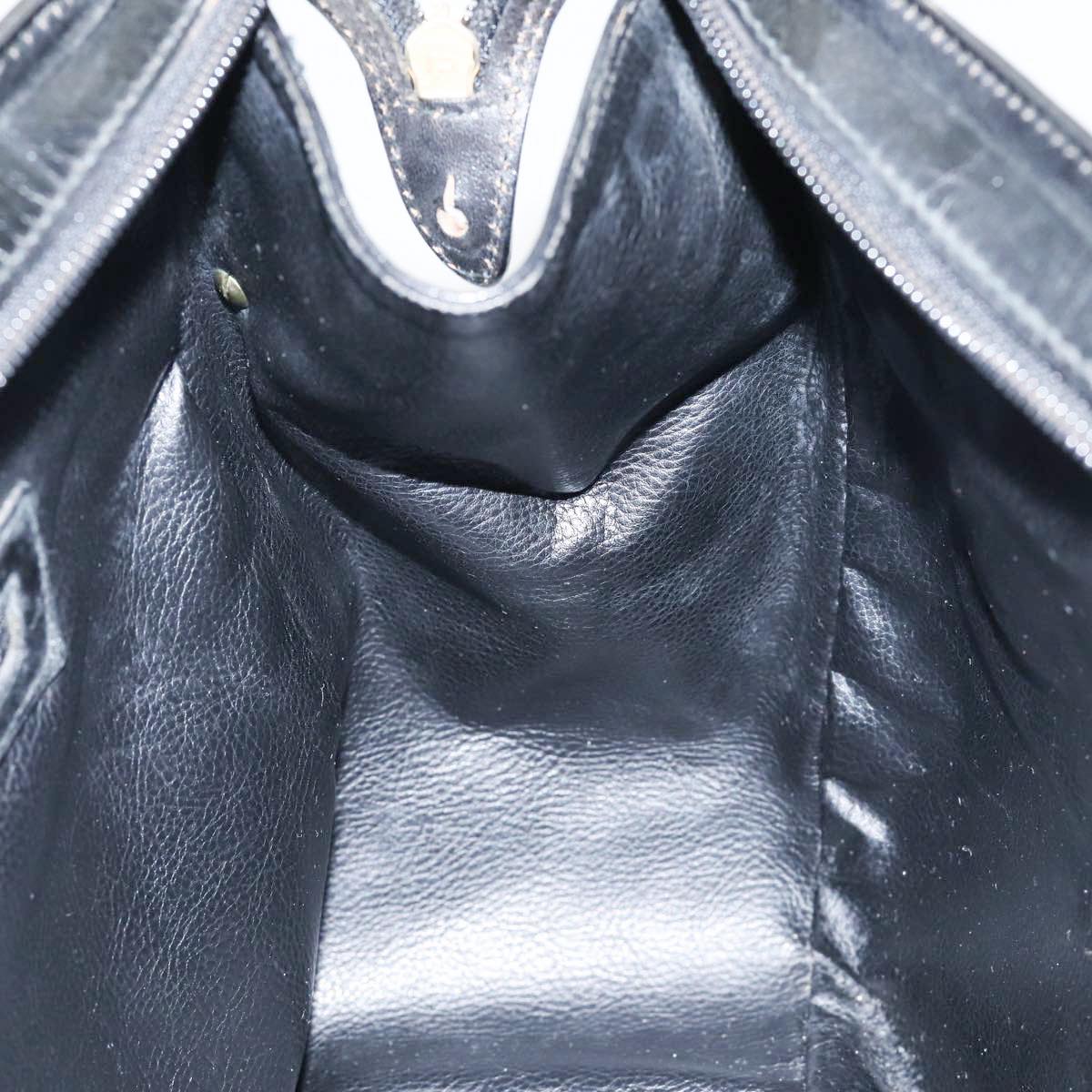 FENDI Hand Bag Leather Black Gold bs17873