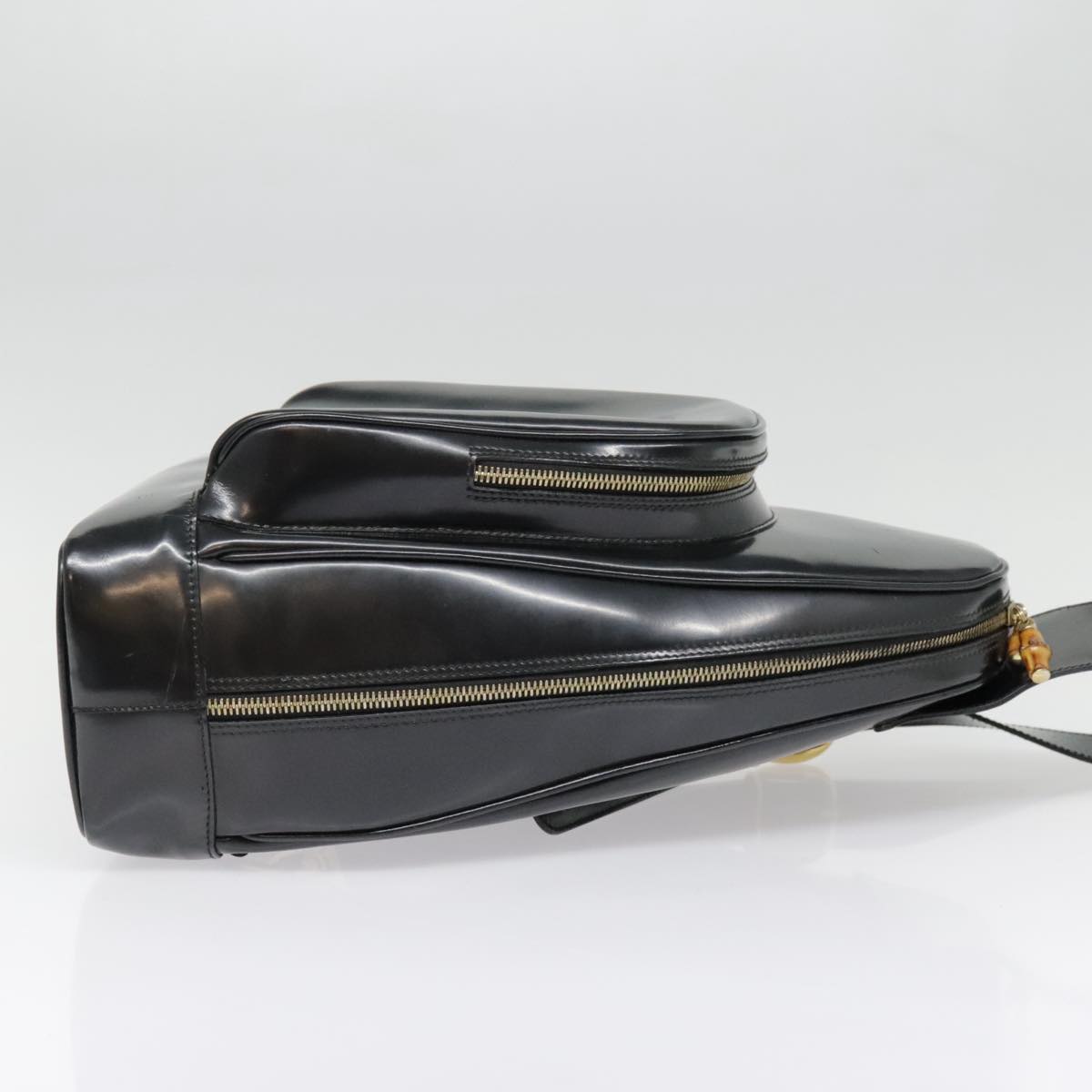 GUCCI Bamboo Body Bag Patent leather Black Gold 003 2113 0027 bs17974