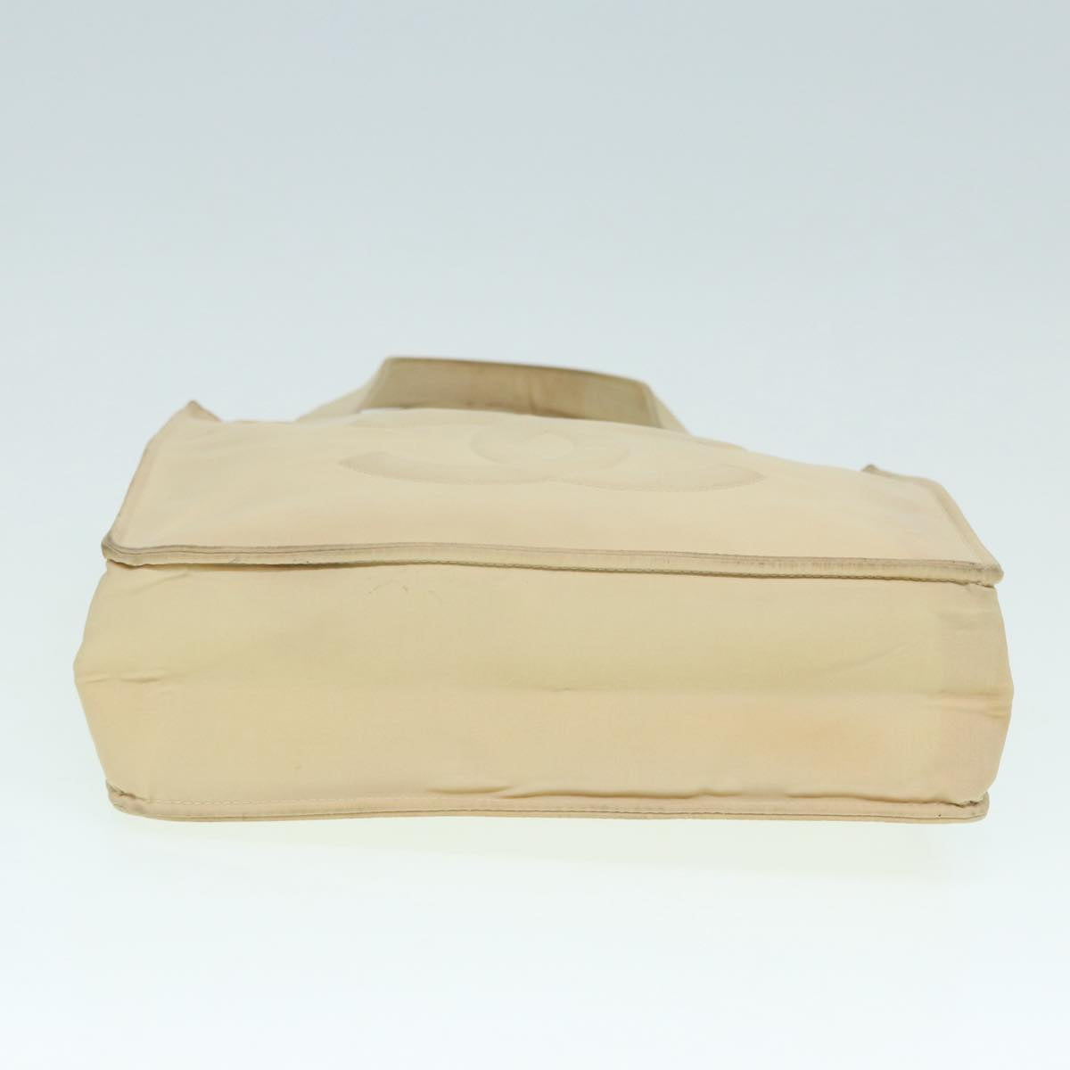 CHANEL Hand Bag Nylon Beige Gold CC bs17982
