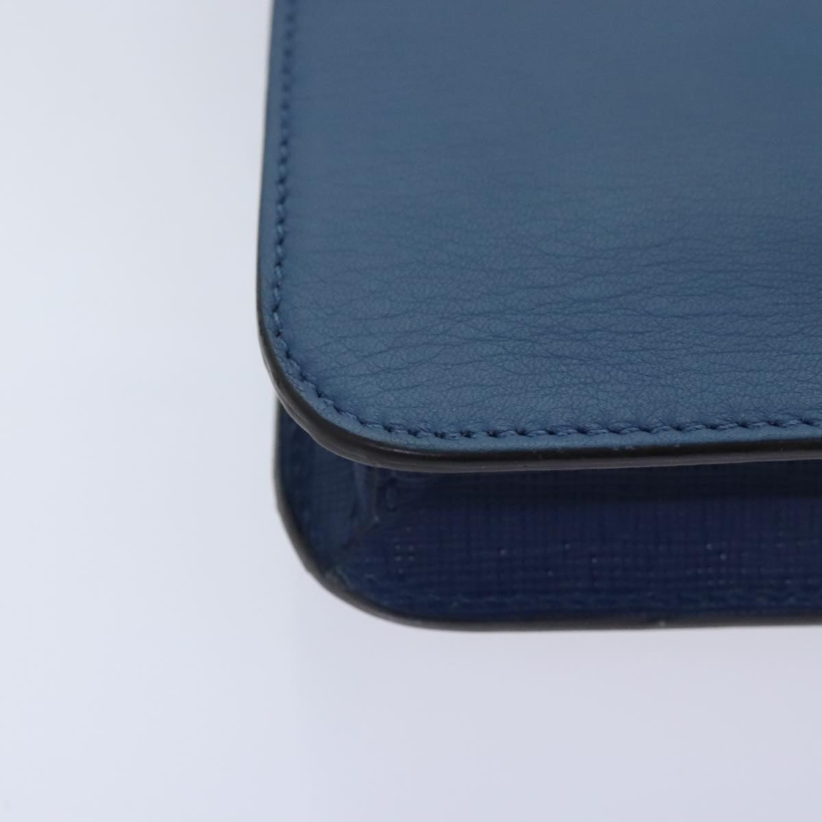 FENDI Clutch Bag Leather Blue Silver white bs18021