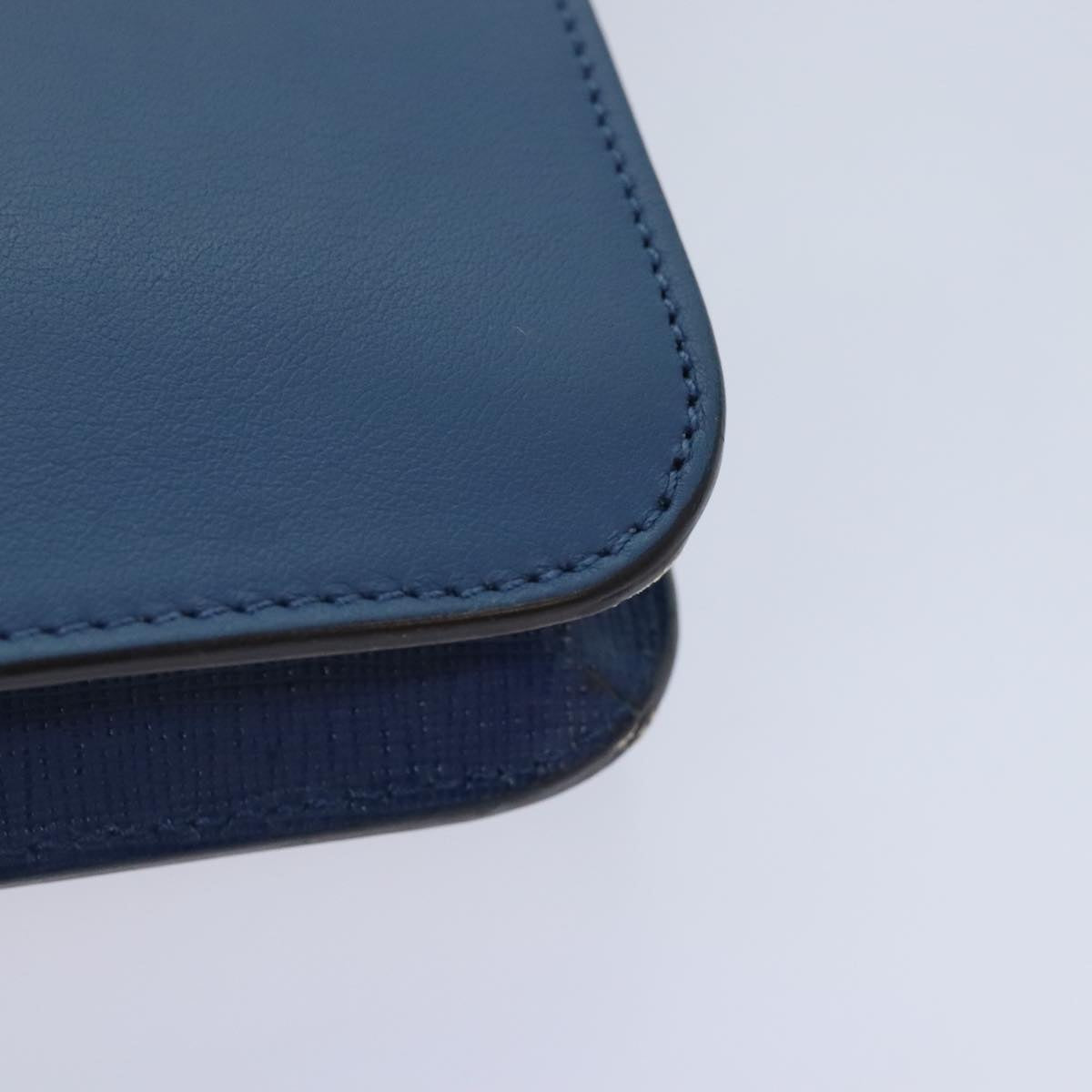 FENDI Clutch Bag Leather Blue Silver white bs18021