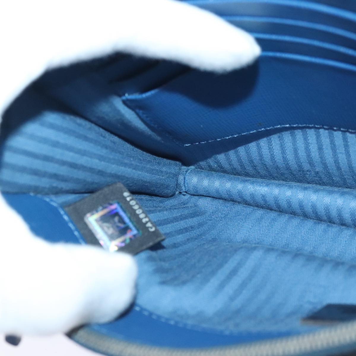 FENDI Clutch Bag Leather Blue Silver white bs18021