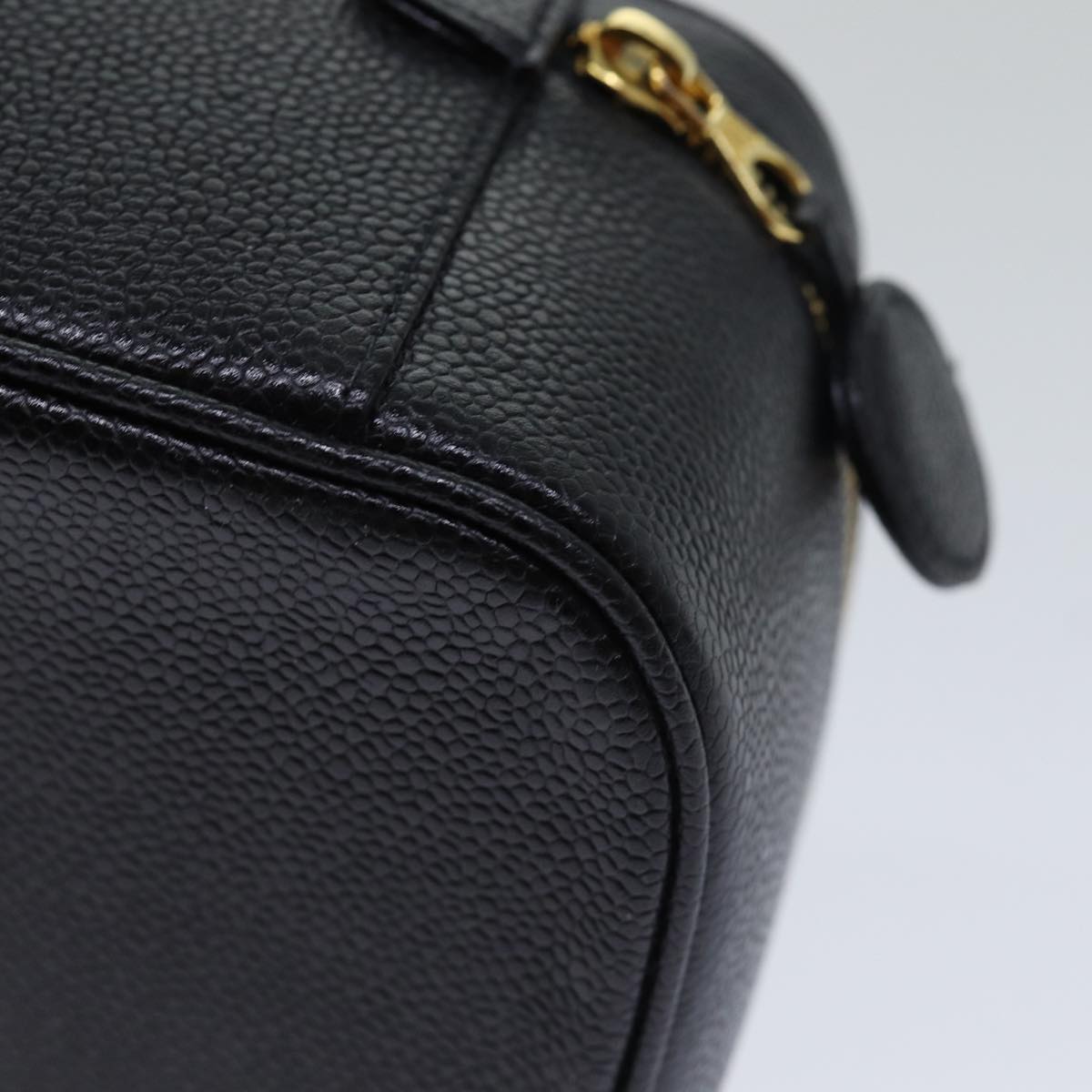 CHANEL COCO Mark vanity Pouch Caviar Skin Black Gold CC bs18099