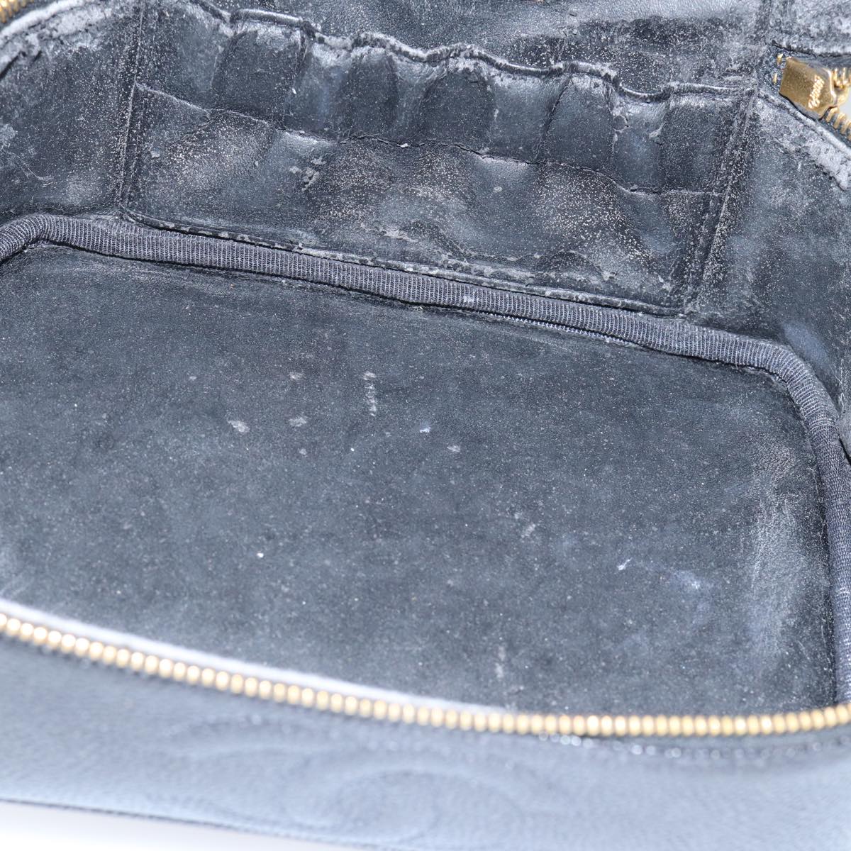 CHANEL COCO Mark vanity Pouch Caviar Skin Black Gold CC bs18099