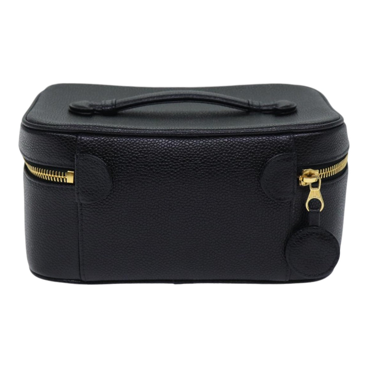CHANEL COCO Mark vanity Pouch Caviar Skin Black Gold CC bs18099