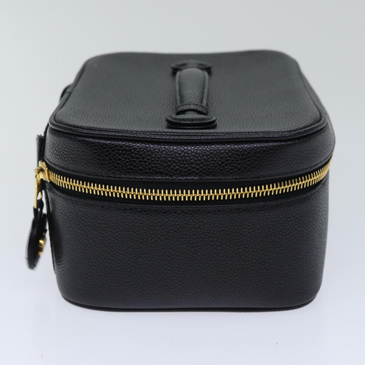 CHANEL COCO Mark vanity Pouch Caviar Skin Black Gold CC bs18099