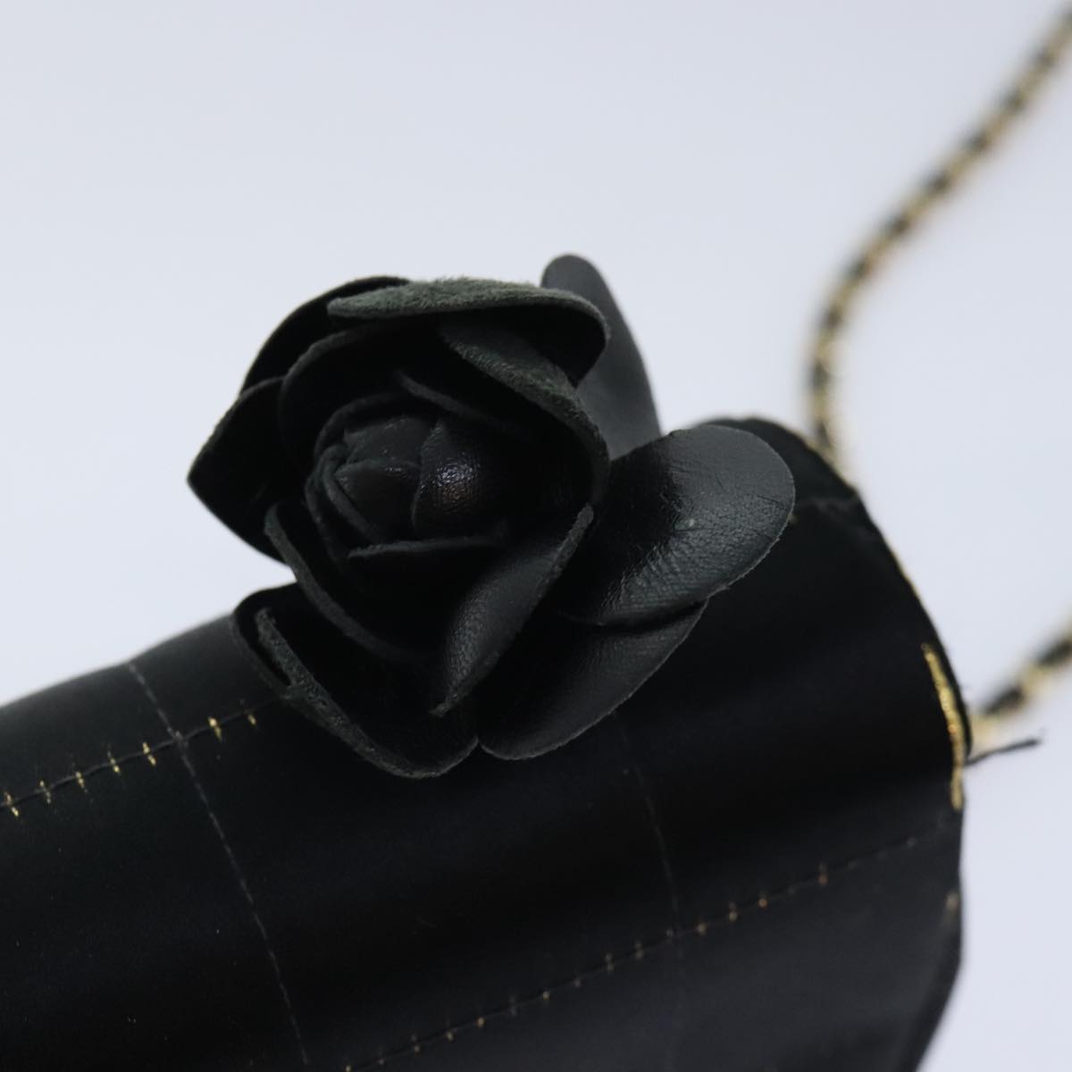 CHANEL Choco Bar Chain Shoulder Bag Satin Black CC bs18254