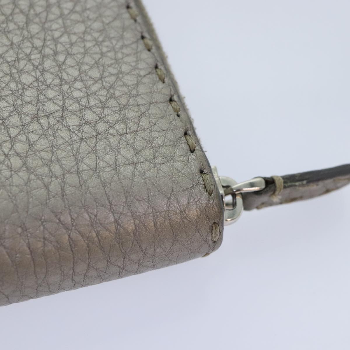 FENDI Celeria Long Wallet Leather Silver bs18313
