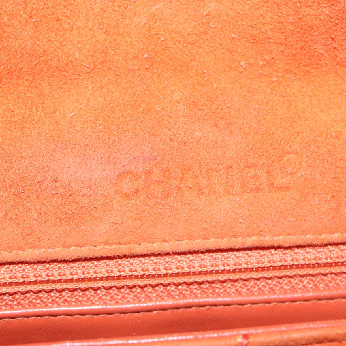 CHANEL Choco Bar Chain Shoulder Bag Suede Gold Orange CC bs18325