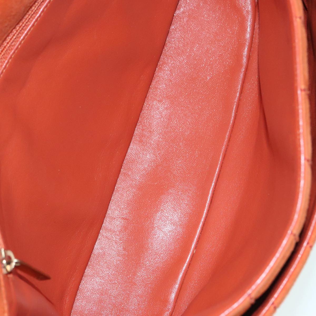 CHANEL Choco Bar Chain Shoulder Bag Suede Gold Orange CC bs18325